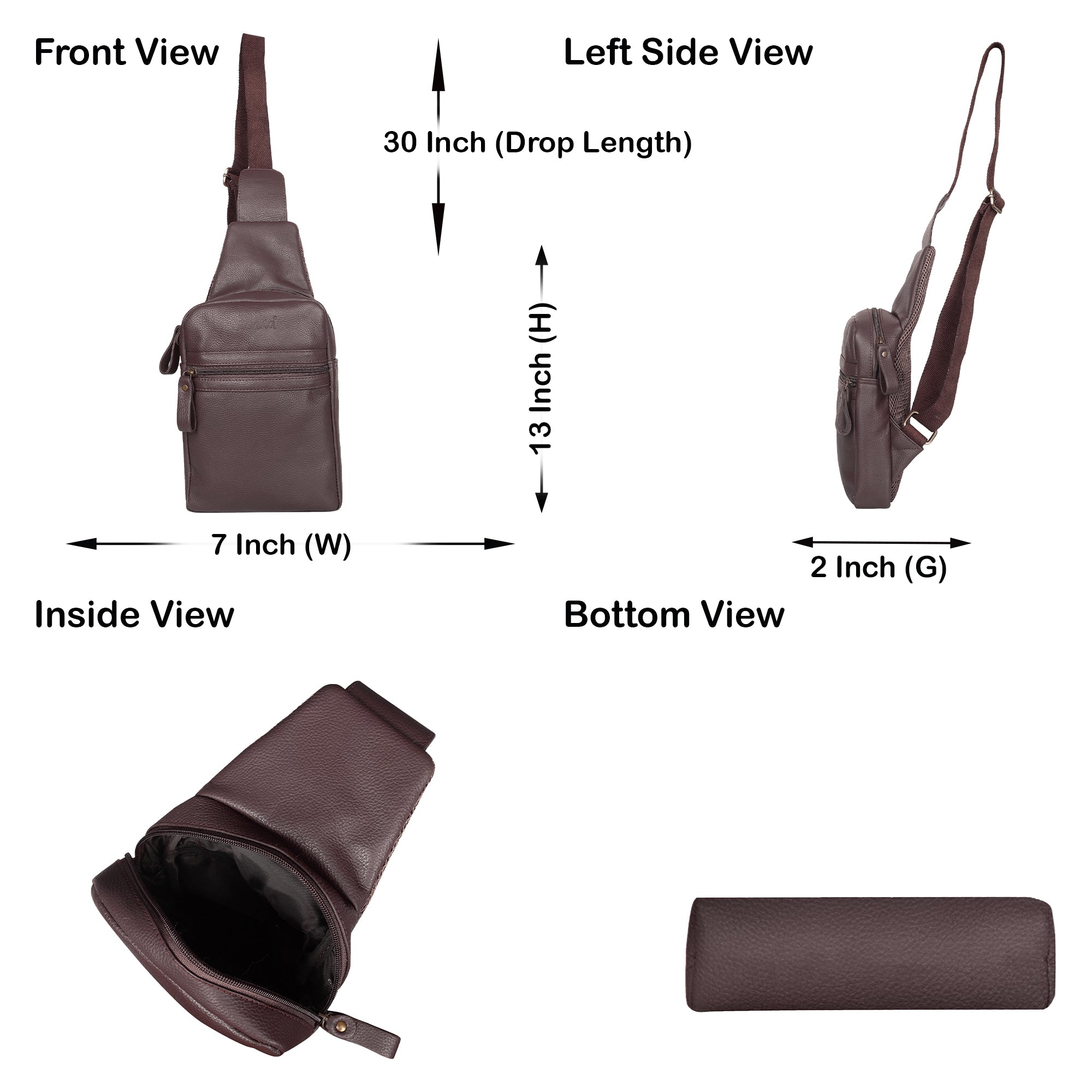 Premium Leather  Fanny Sling Bag For Women Men Chest Pack Crossbody Shoulder Belt Bags Travel-Brown