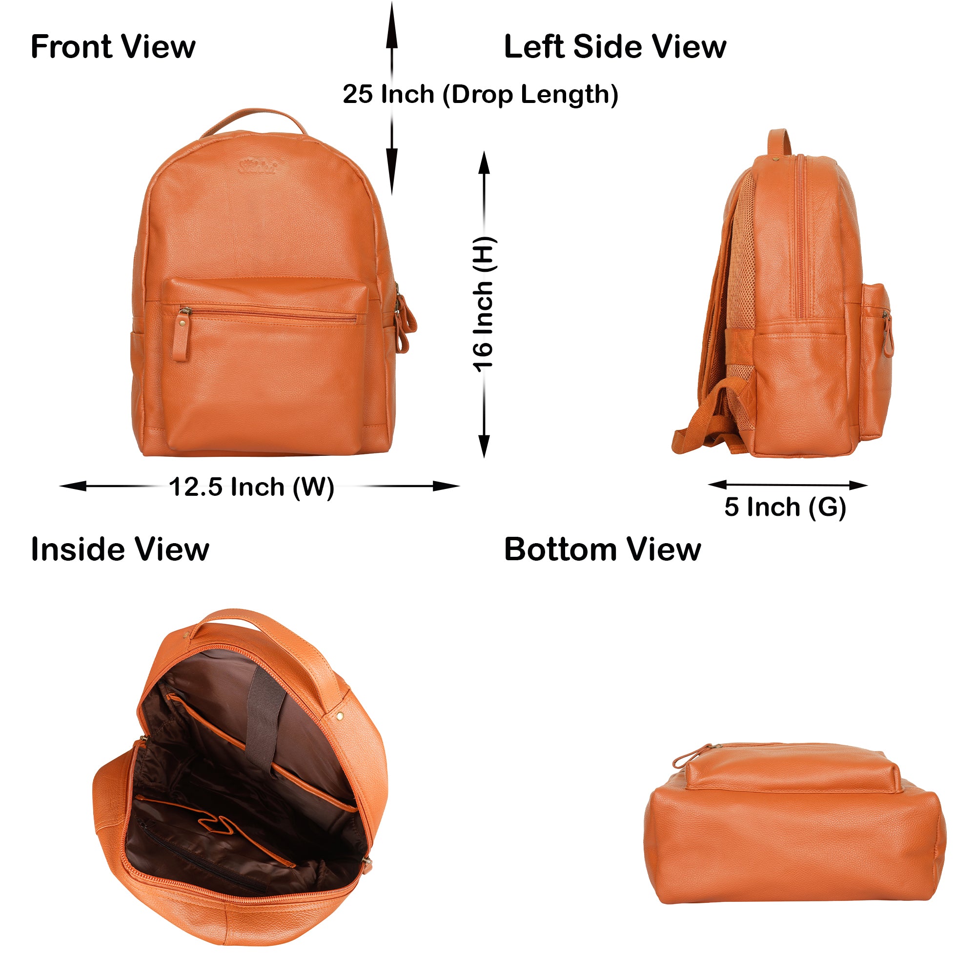 Genuine Leather Tan Backpack |16" H Travel Backpack for Women & Men | Multipurpose Daypack- Business, Office, Work, Gifting