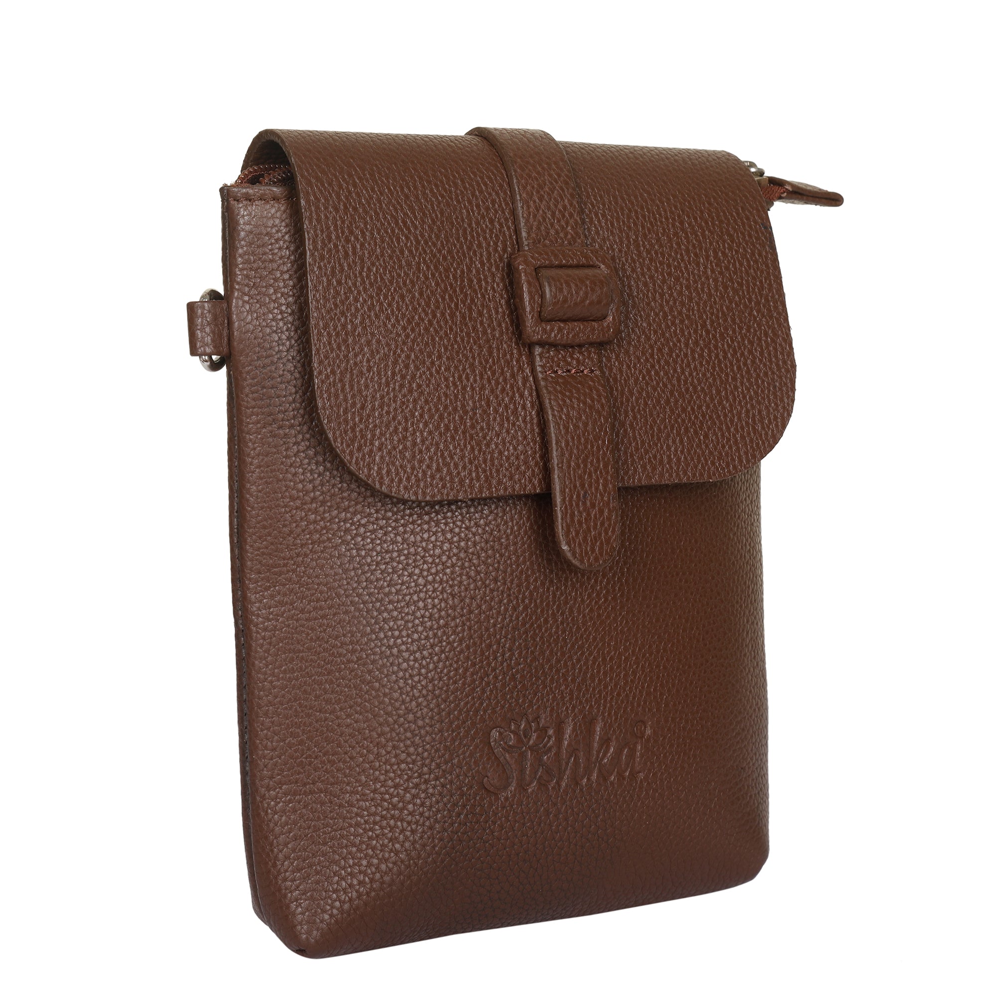 Leather Light Brown Messenger Bag for Men & Women –Small Crossbody Shoulder Bag, Side Sling Bag for Travel, Work & Daily Use