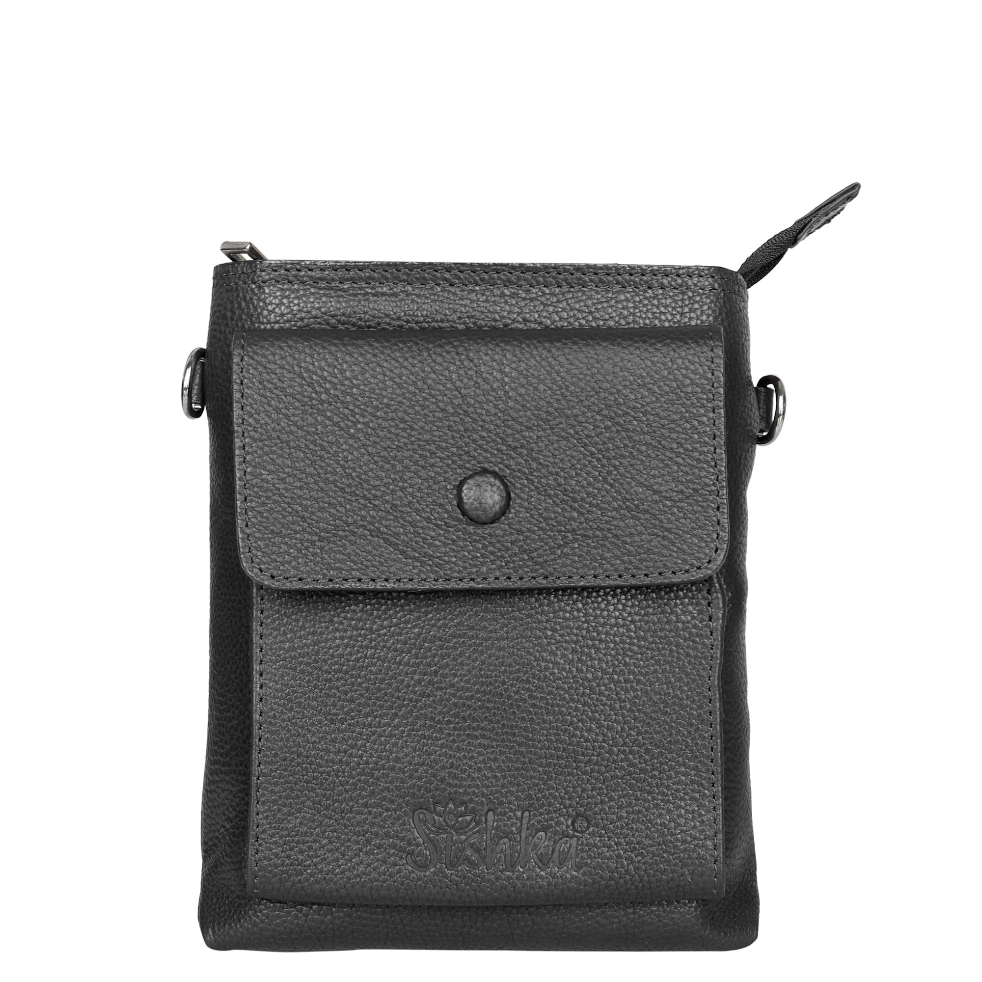 Leather Crossbody Shoulder Bag for Men & Women – Stylish Sling Messenger Bag for Work, Business, Travel & Everyday Use- Black