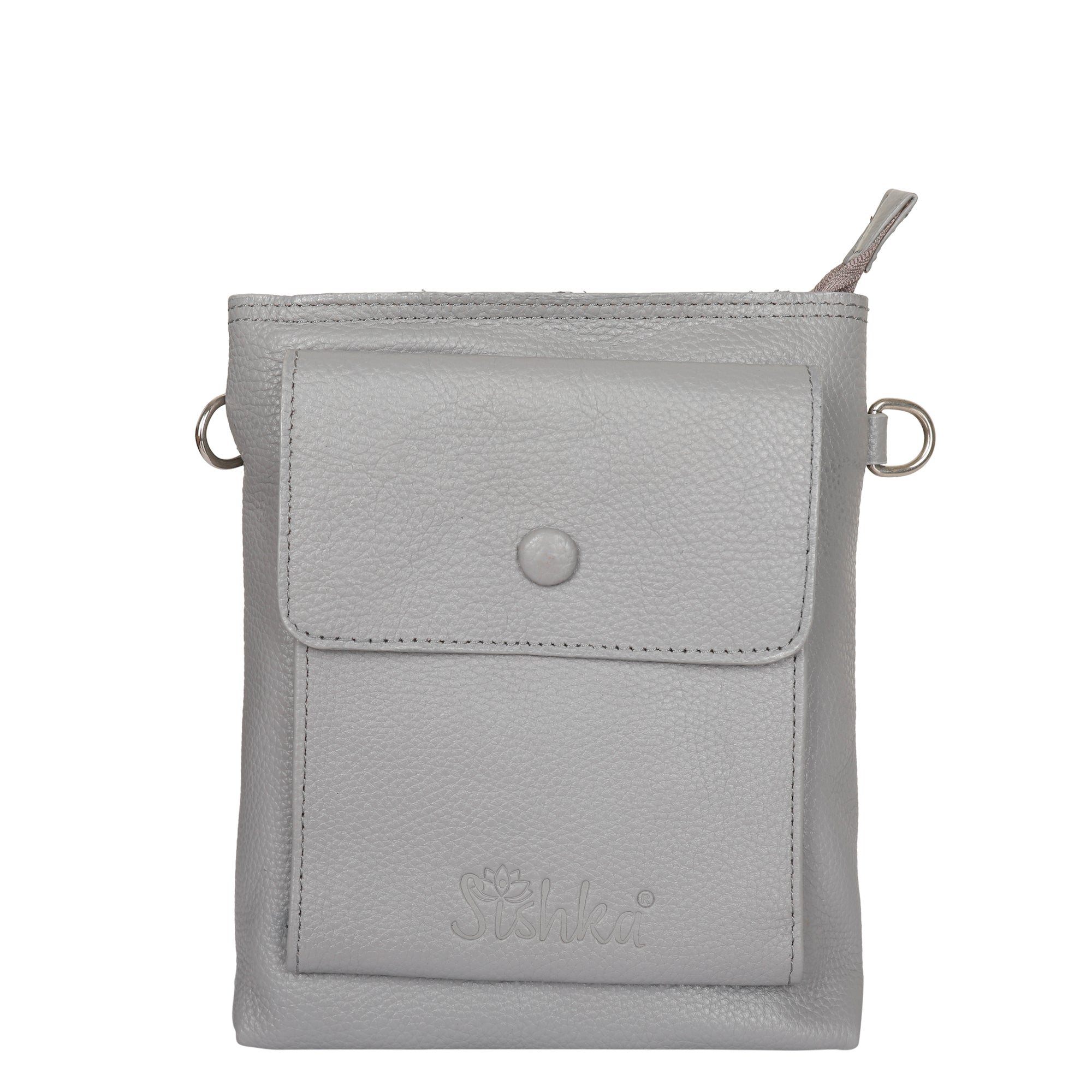 Leather Crossbody Shoulder Bag for Men & Women – Stylish Sling Messenger Bag for Work, Business, Travel & Everyday Use- Grey