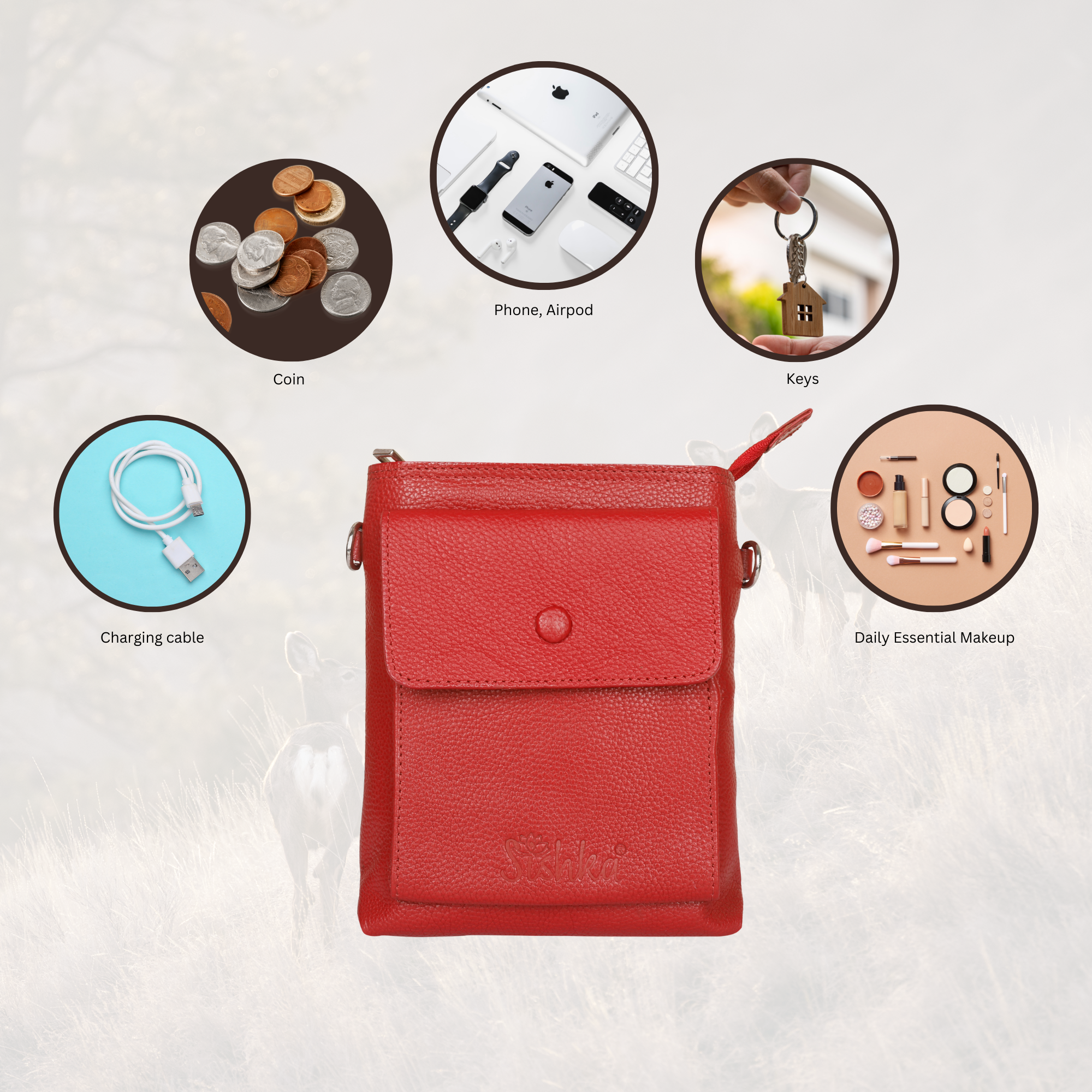 Leather Crossbody Shoulder Bag for Men & Women – Stylish Sling Messenger Bag for Work, Business, Travel & Everyday Use- Red