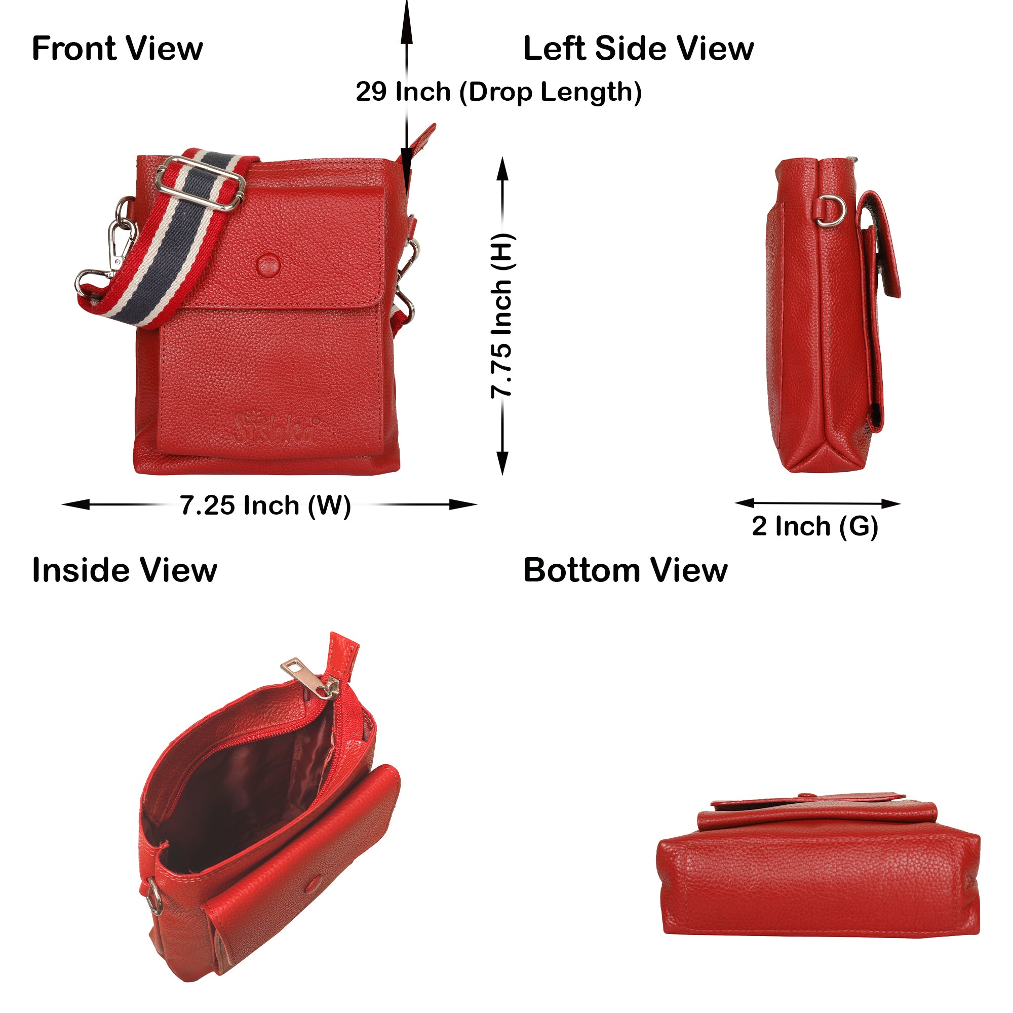 Leather Crossbody Shoulder Bag for Men & Women – Stylish Sling Messenger Bag for Work, Business, Travel & Everyday Use- Red