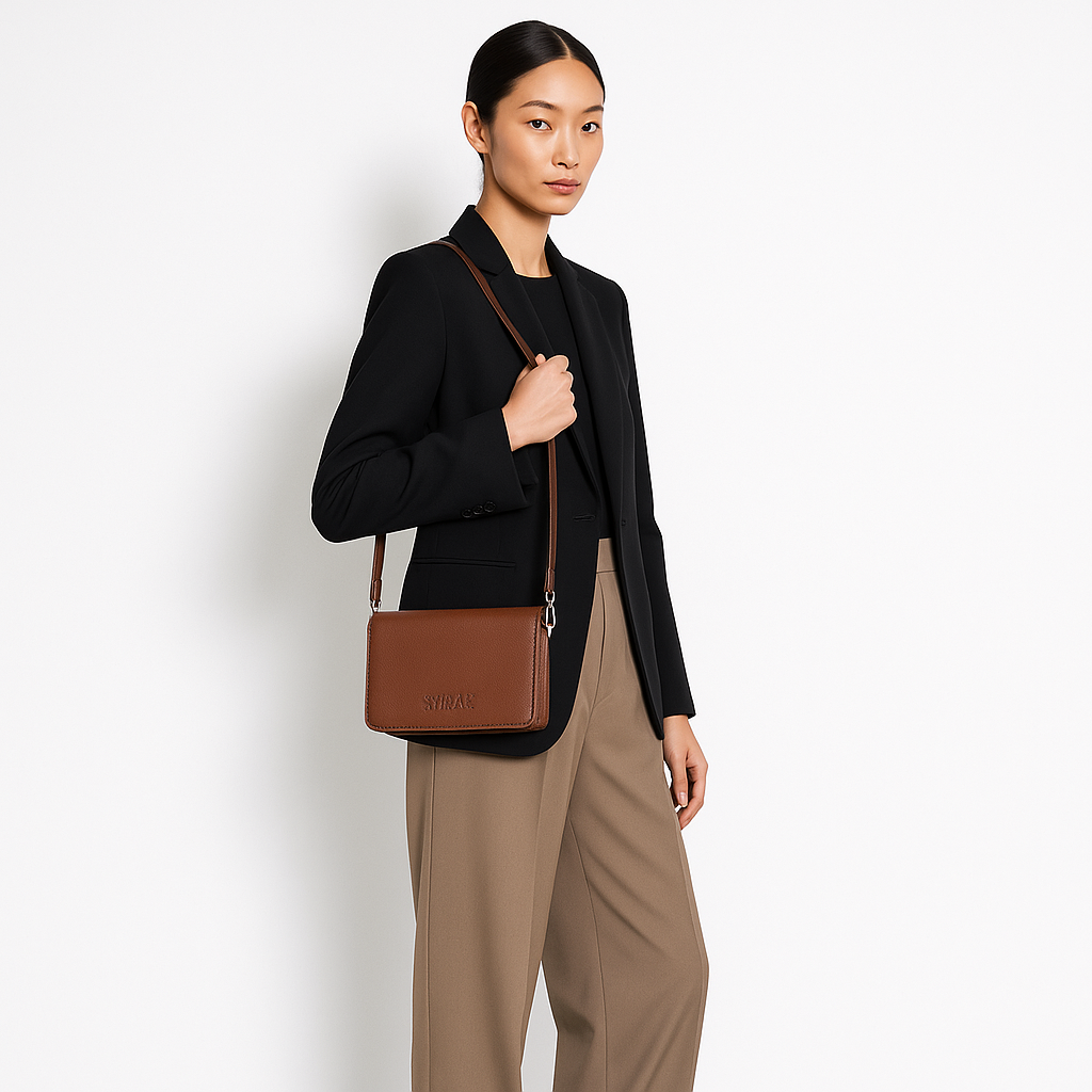 Genuine Leather Light Brown Crossbody Shoulder Bag for Men & Women – Sling Messenger Bag for Work, Business, Travel & Daily Use