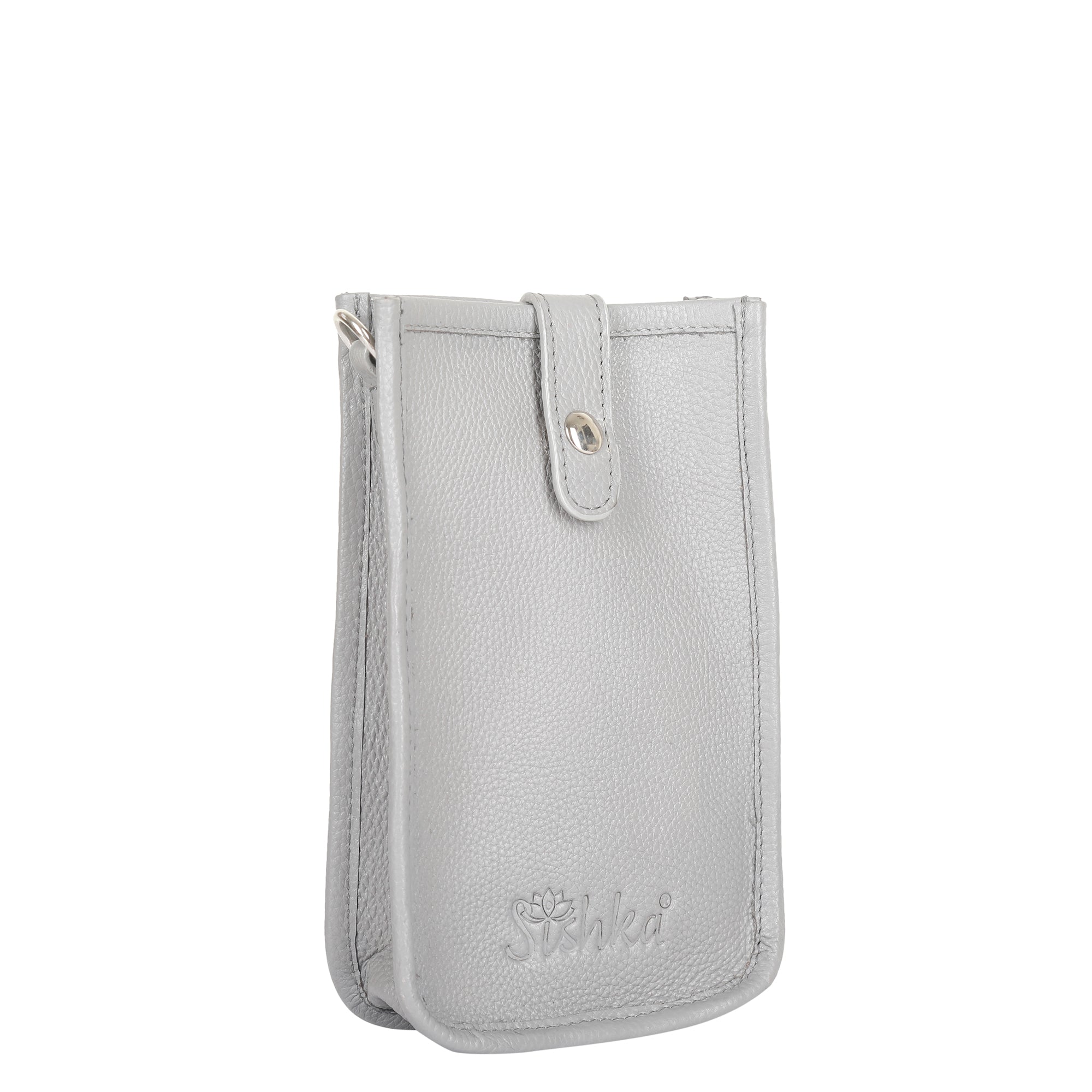 Grey -Leather Crossbody Phone Sling Wallet Bag – Shoulder Messenger Bag for Daily Use, Work & Travel for Men and Women