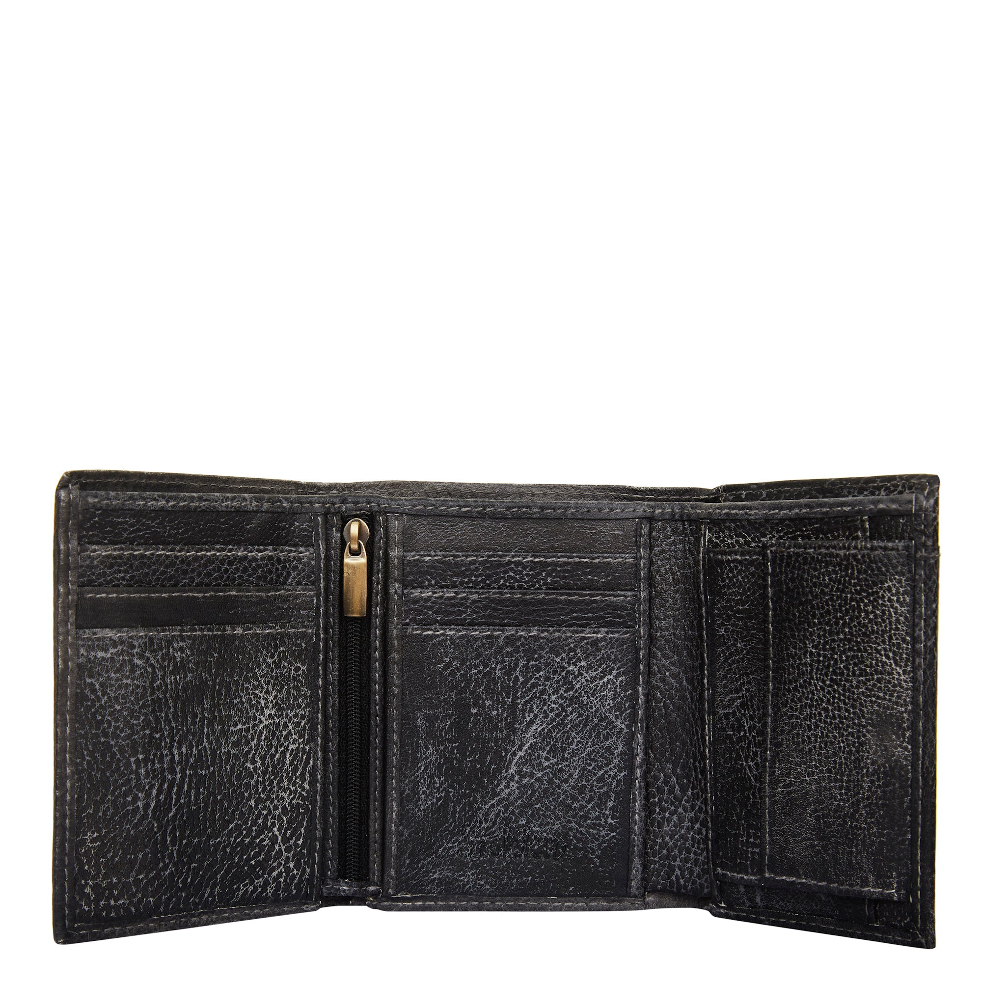 Hand-painted trifold wallet for women with a Black Lizard design