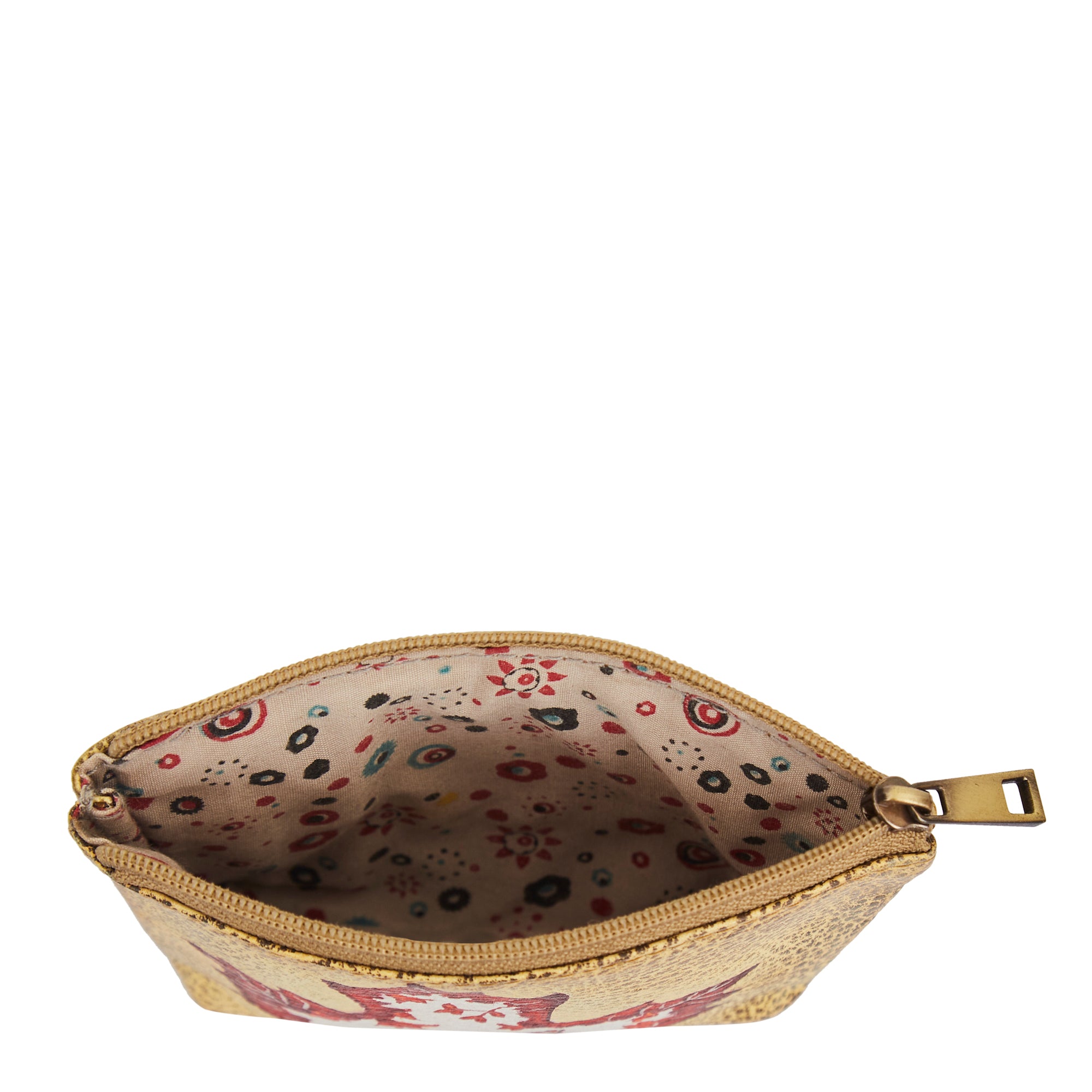 Leather coin pouch featuring a hand-painted Canadian design