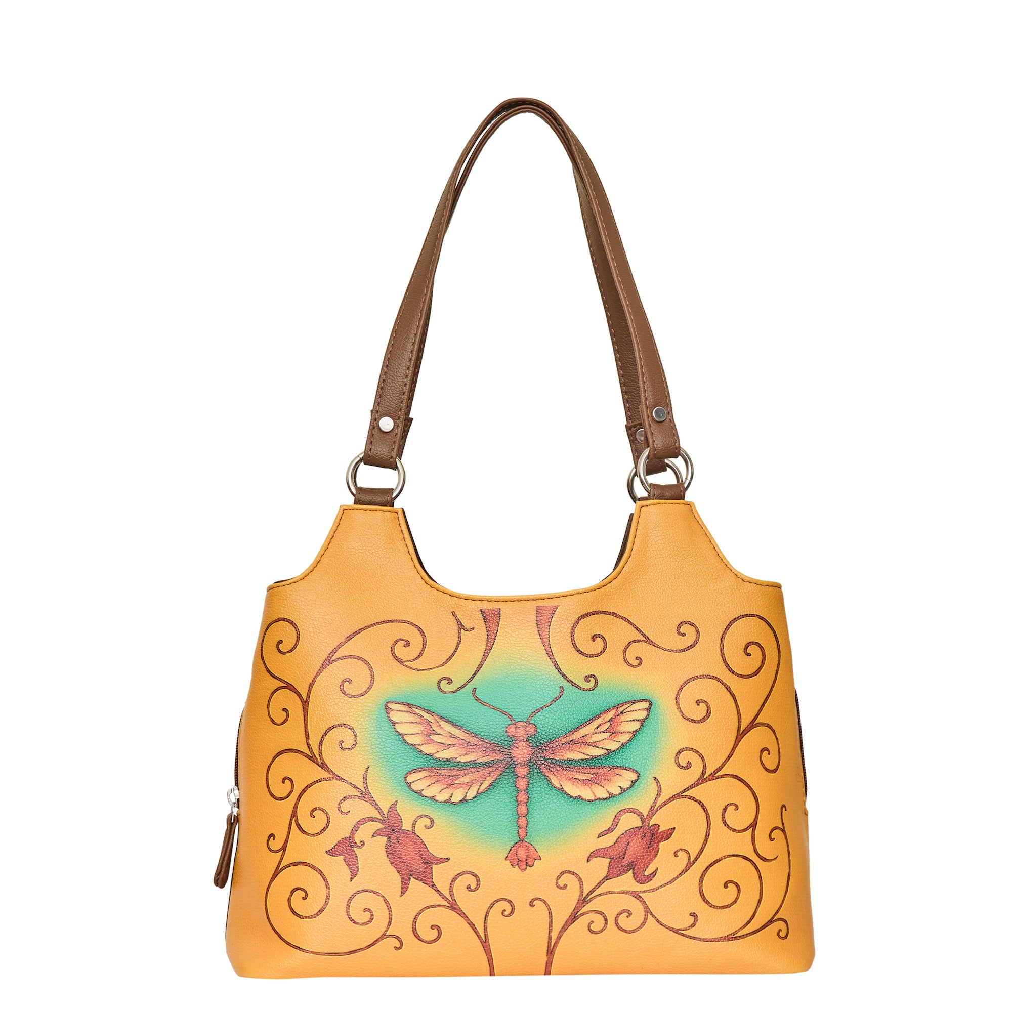 Printed Genuine Leather Shoulder Tote Bag for Women – Stylish Top Handle Handbag Purse– Travel, Office & Daily Use