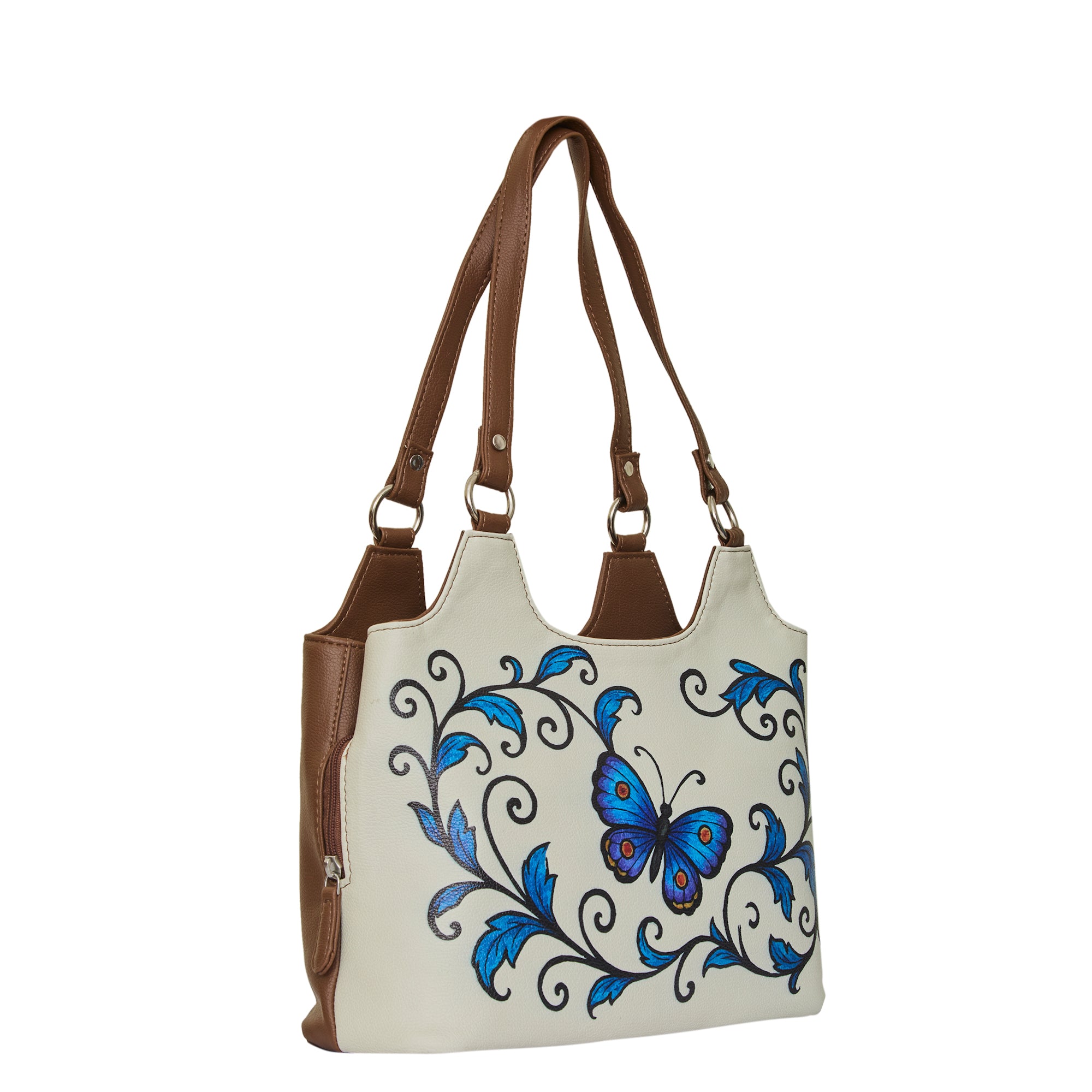 Printed Genuine Leather Shoulder Tote Bag for Women – Stylish Top Handle Handbag Purse– Travel, Office & Daily Use