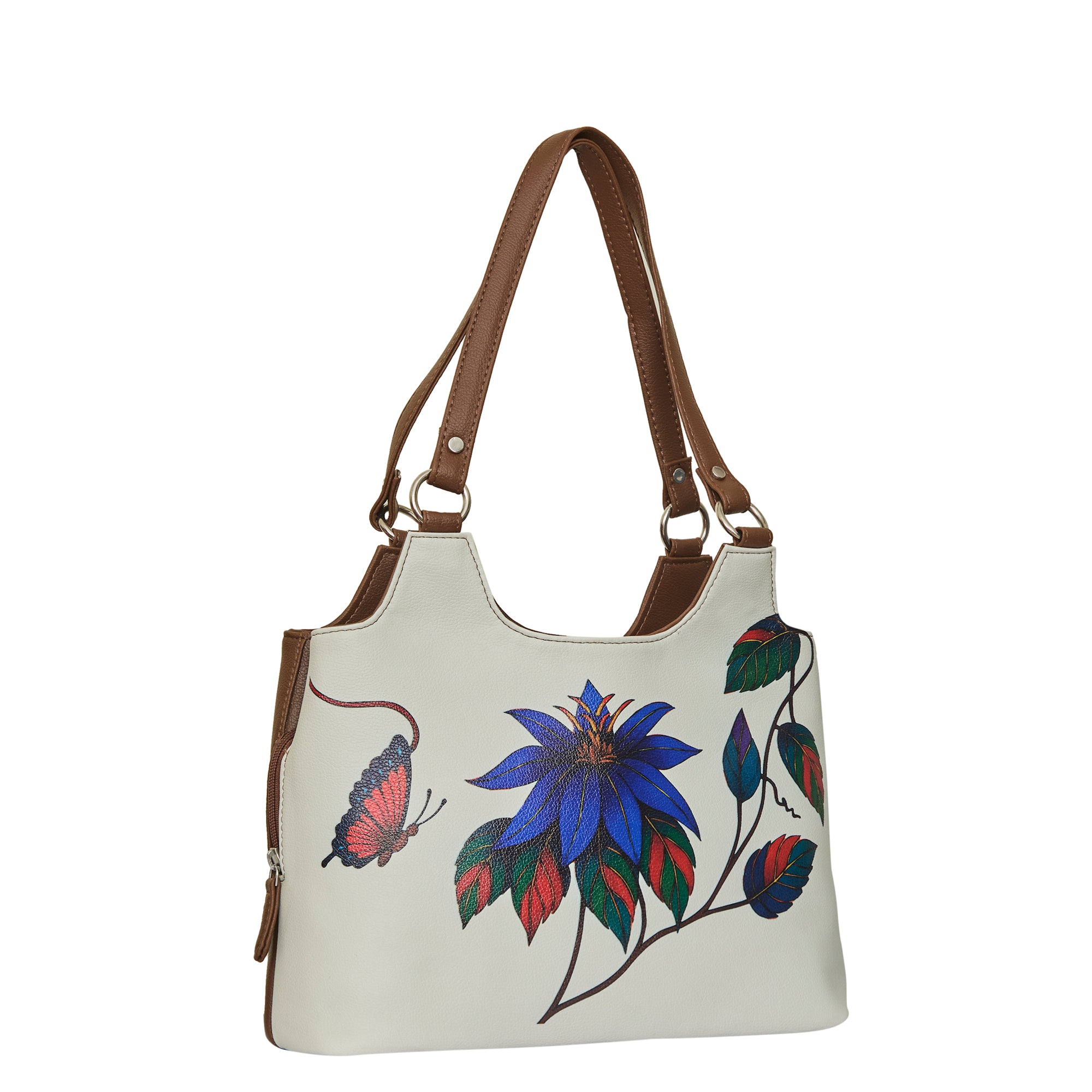 Printed Genuine Leather Shoulder Tote Bag for Women – Stylish Top Handle Handbag Purse– Travel, Office & Daily Use