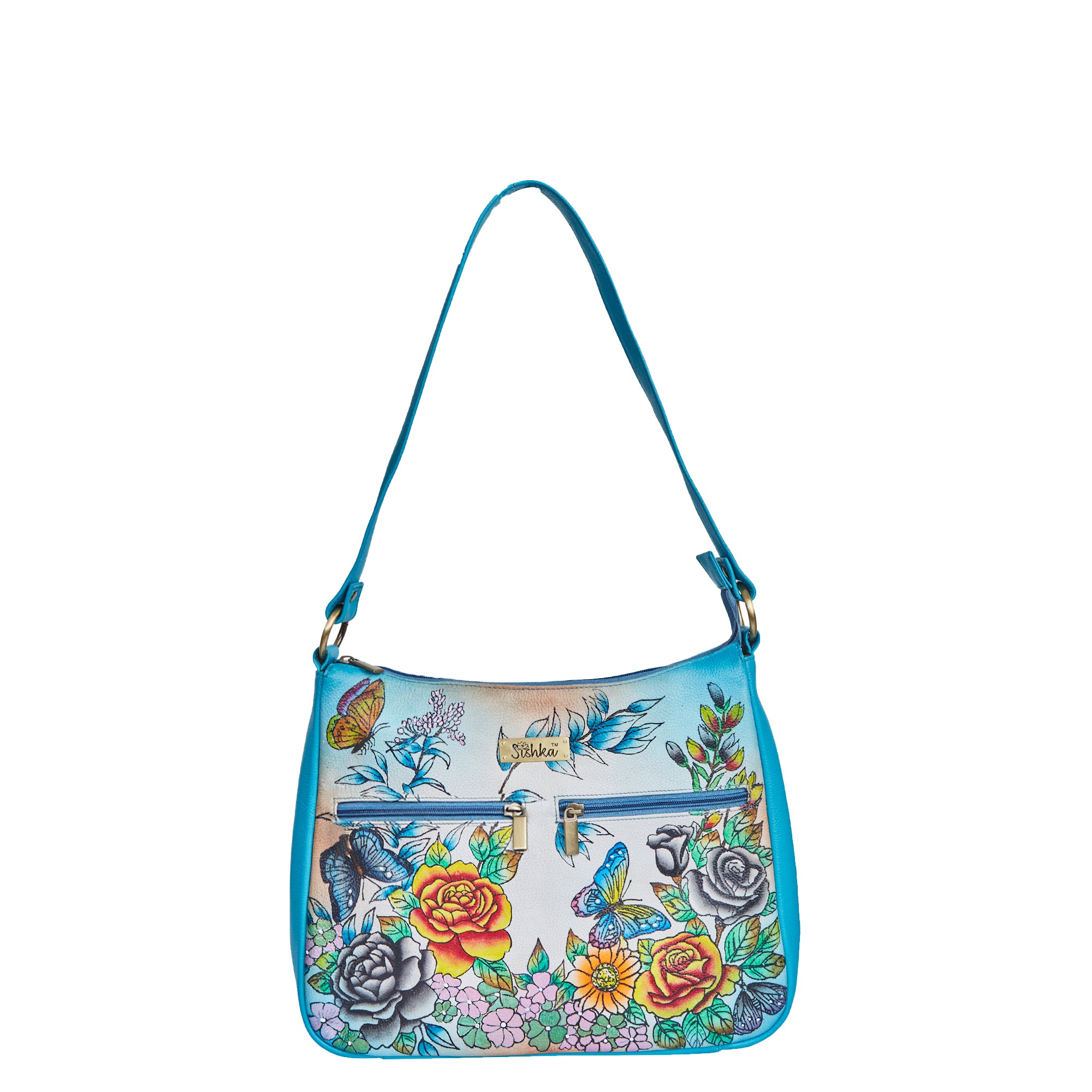 Elegant and Functional Hand-Painted Leather Rose Bag