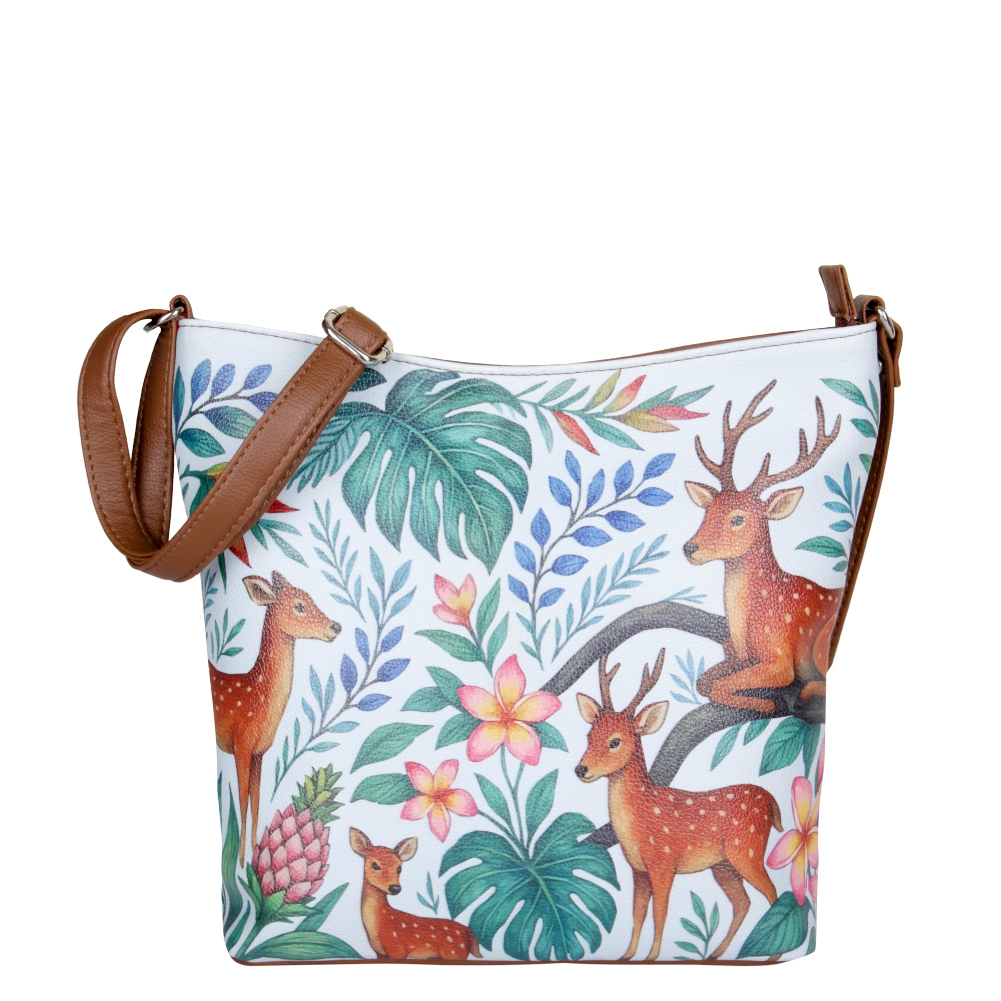 Printed Leather Crossbody Bag – Adjustable Sling & Over the Shoulder Bag for Women – Stylish Handbag & Travel Purse