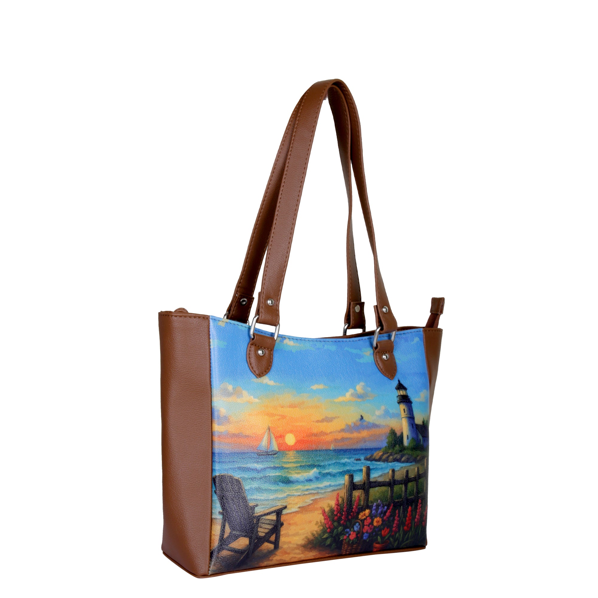 Ladies’ Printed Leather Shoulder Tote Bag– Handbag, Sling & Top Handle Purse – Ideal for Office, Travel & Everyday Use