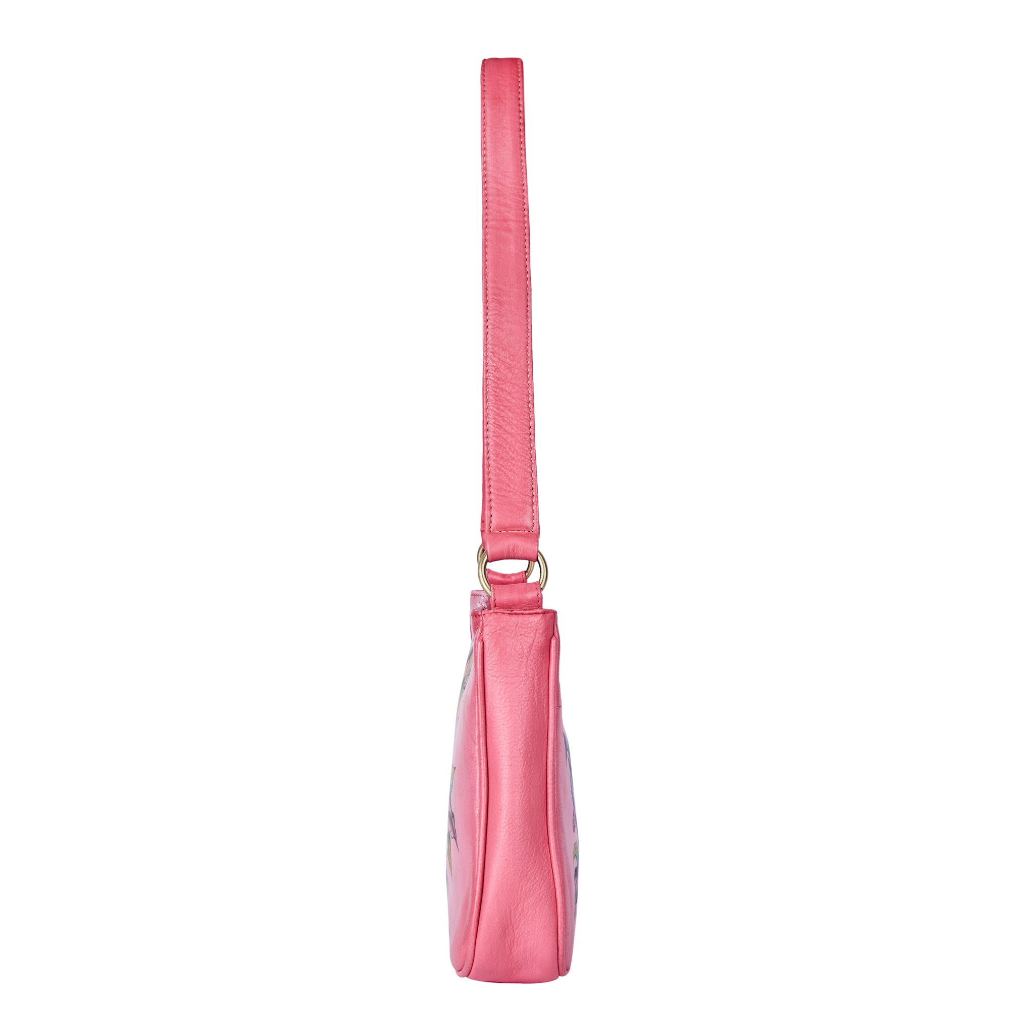 Handpainted Pink Genuine Leather Shoulder Bag
