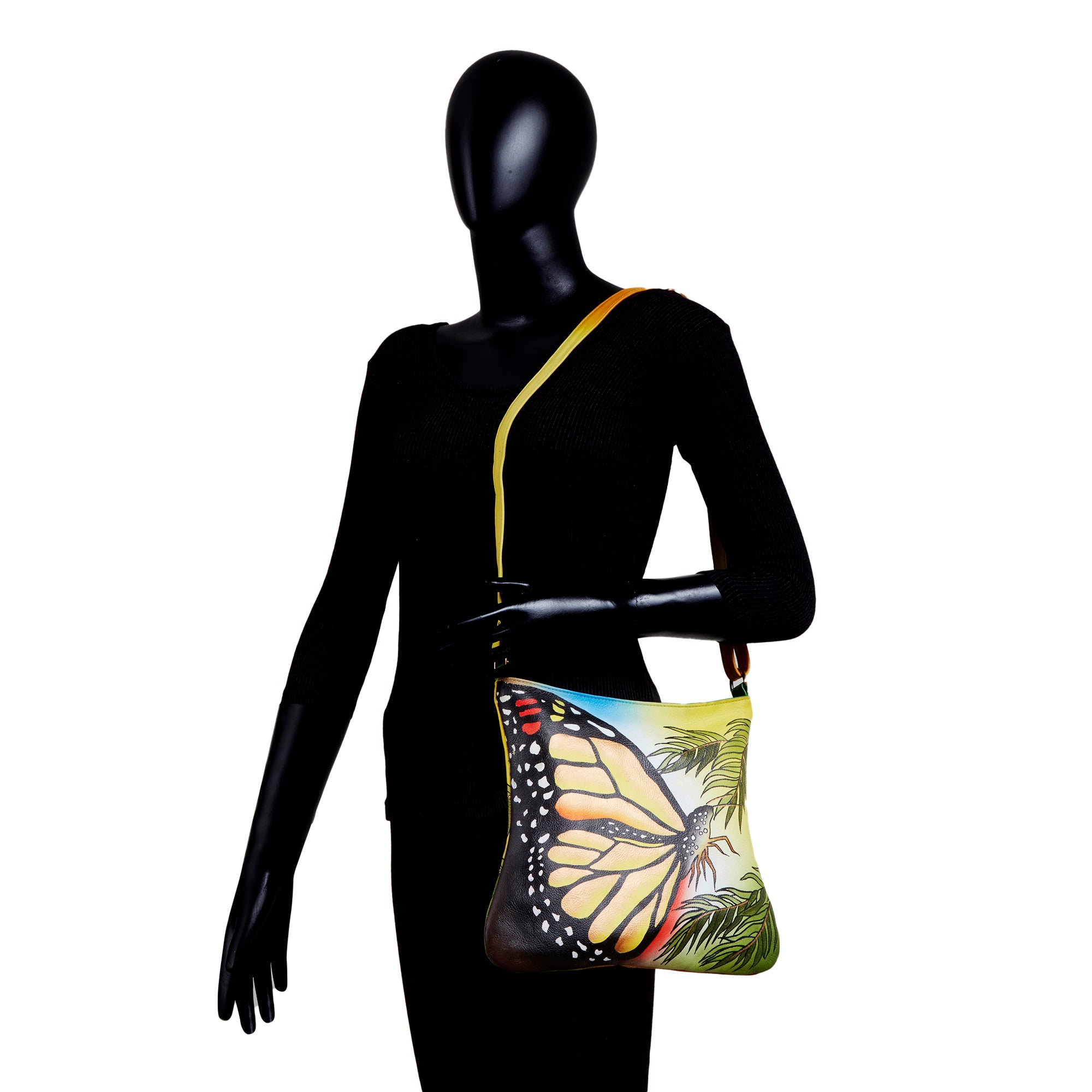 Hand-Painted Butterfly Shoulder & Crossbody Bag