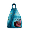 Hand-Painted Turquoise Triangle Backpack with Adjustable Straps