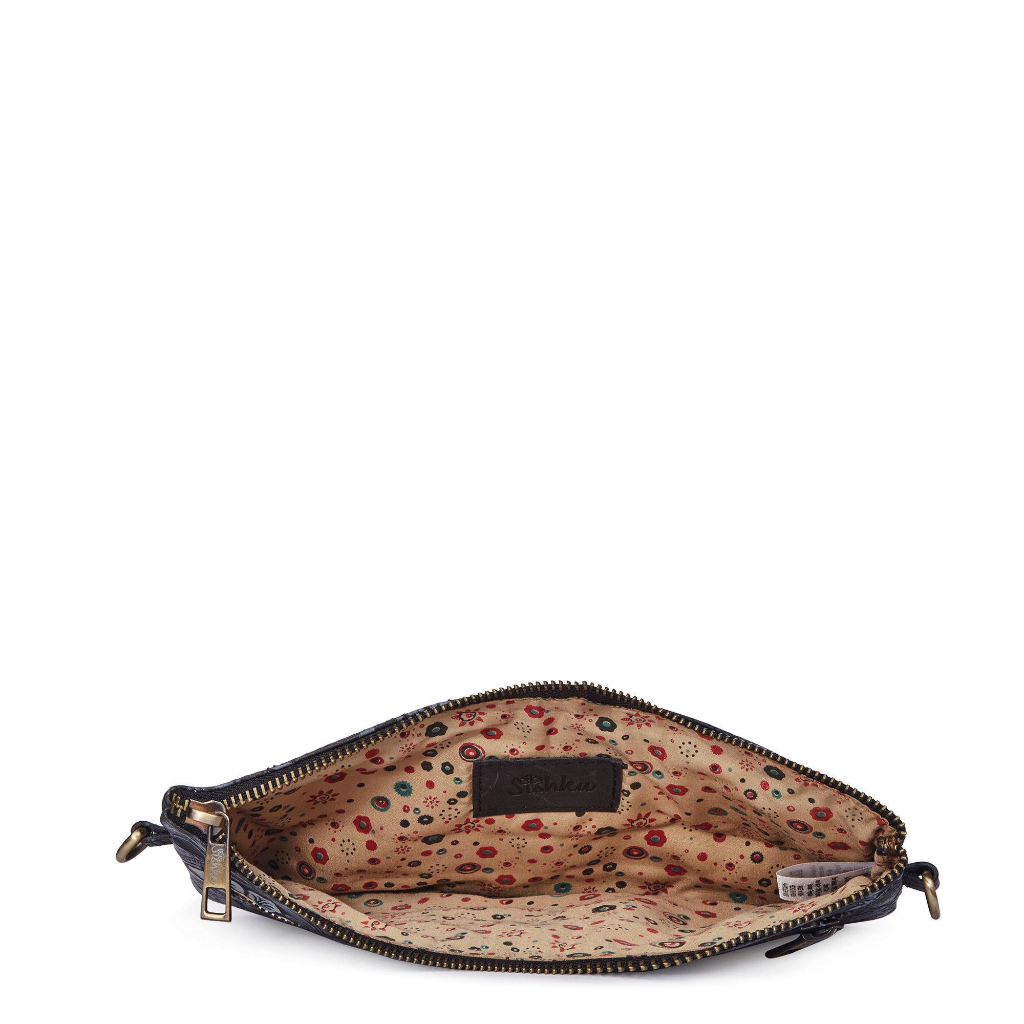 Floral Hand-Painted Embossed Fanny Pack in Black