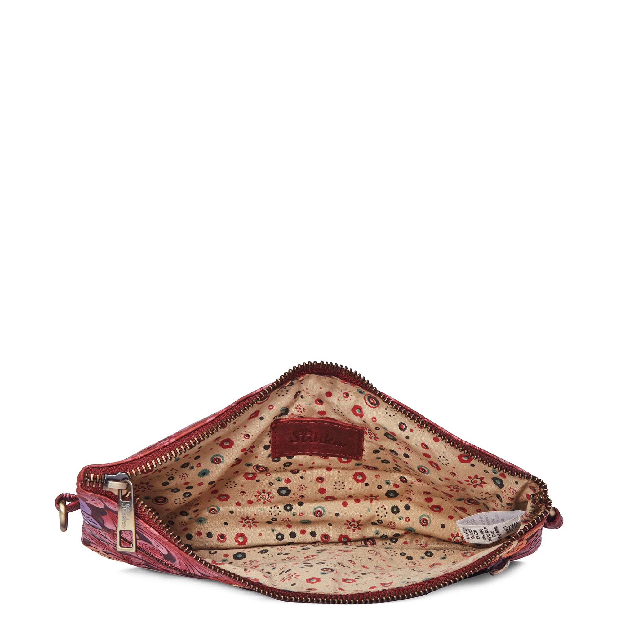 Red Floral Embossed Handpainted Fanny Pack