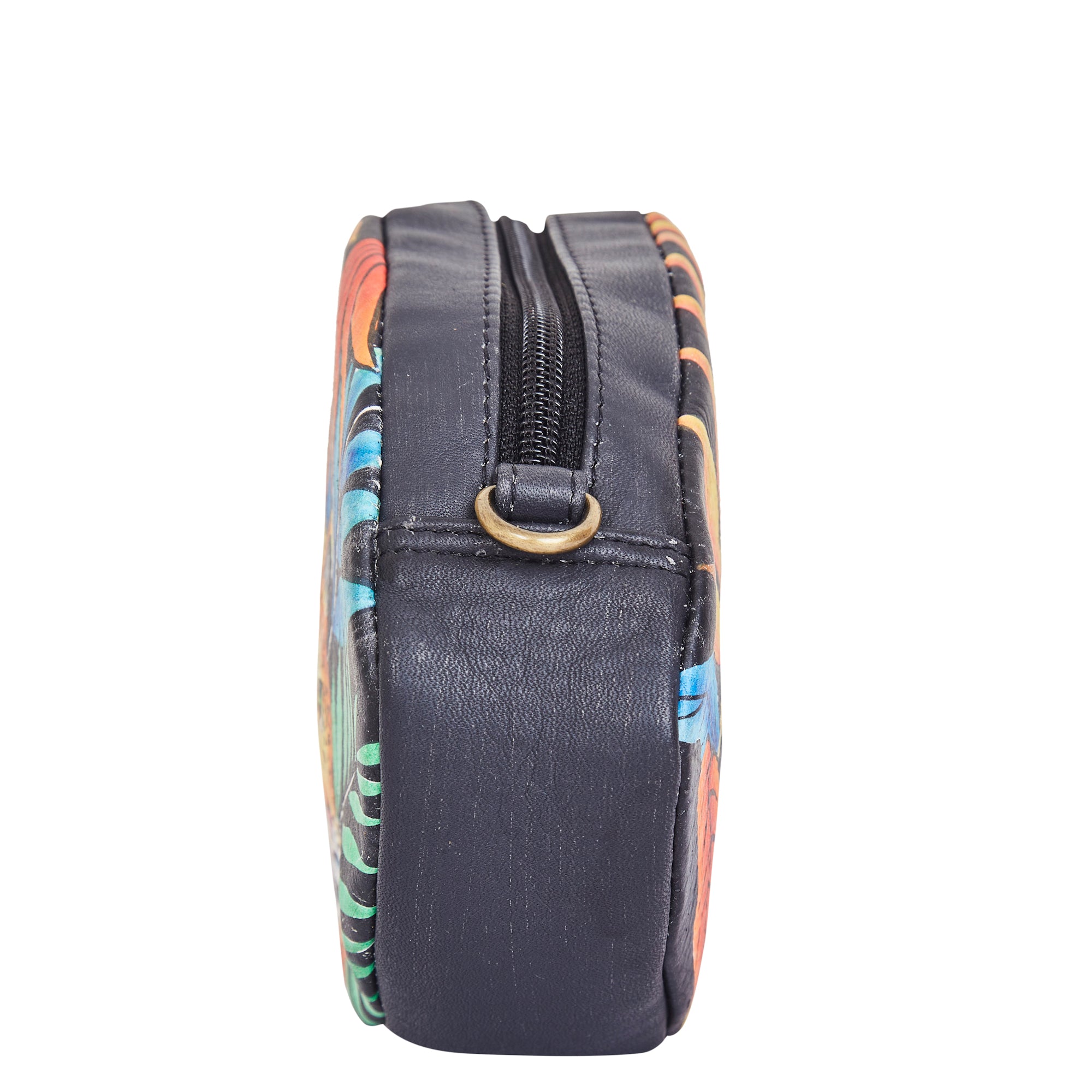 Sishka Hand-Painted Female Leather Fanny Pack – Leopard Art, Stylish Belt Bag & Shoulder Purse with Adjustable Crossbody Strap.