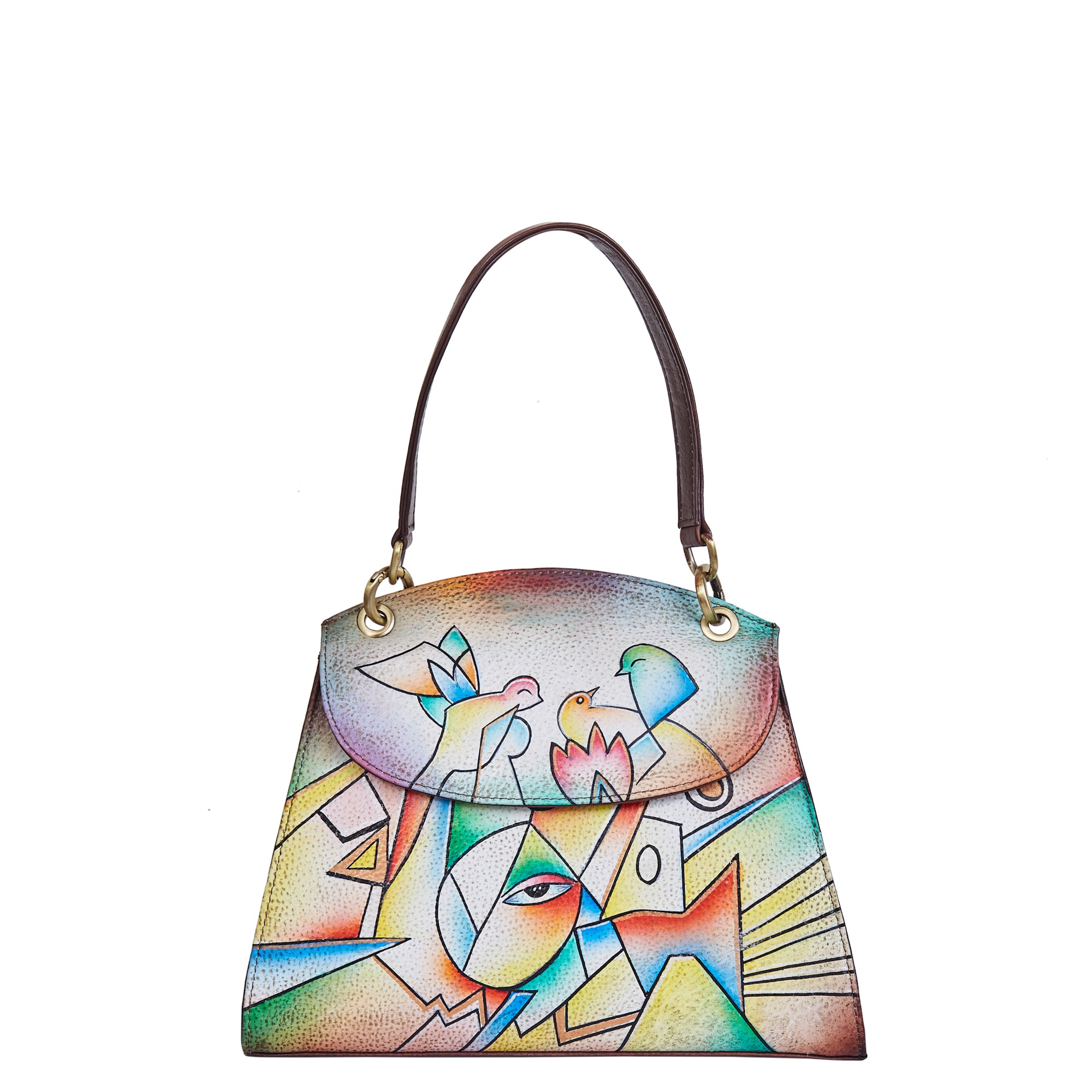 Sishka Hand-Painted Abstract leather Handbag – Multi-Color Artistic Shoulder Bag for Women, Stylish & Unique for women