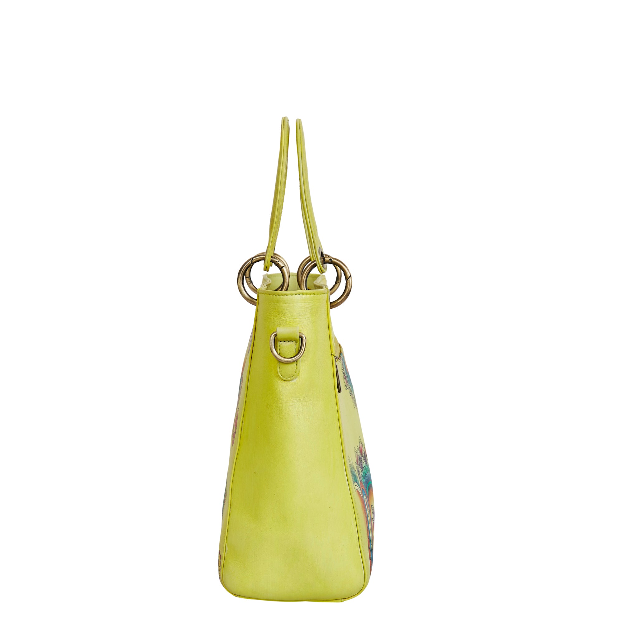 Sishka Leather Hand-Painted Yellow Mandala Handbag – Stylish & Versatile satchel bag for ladies