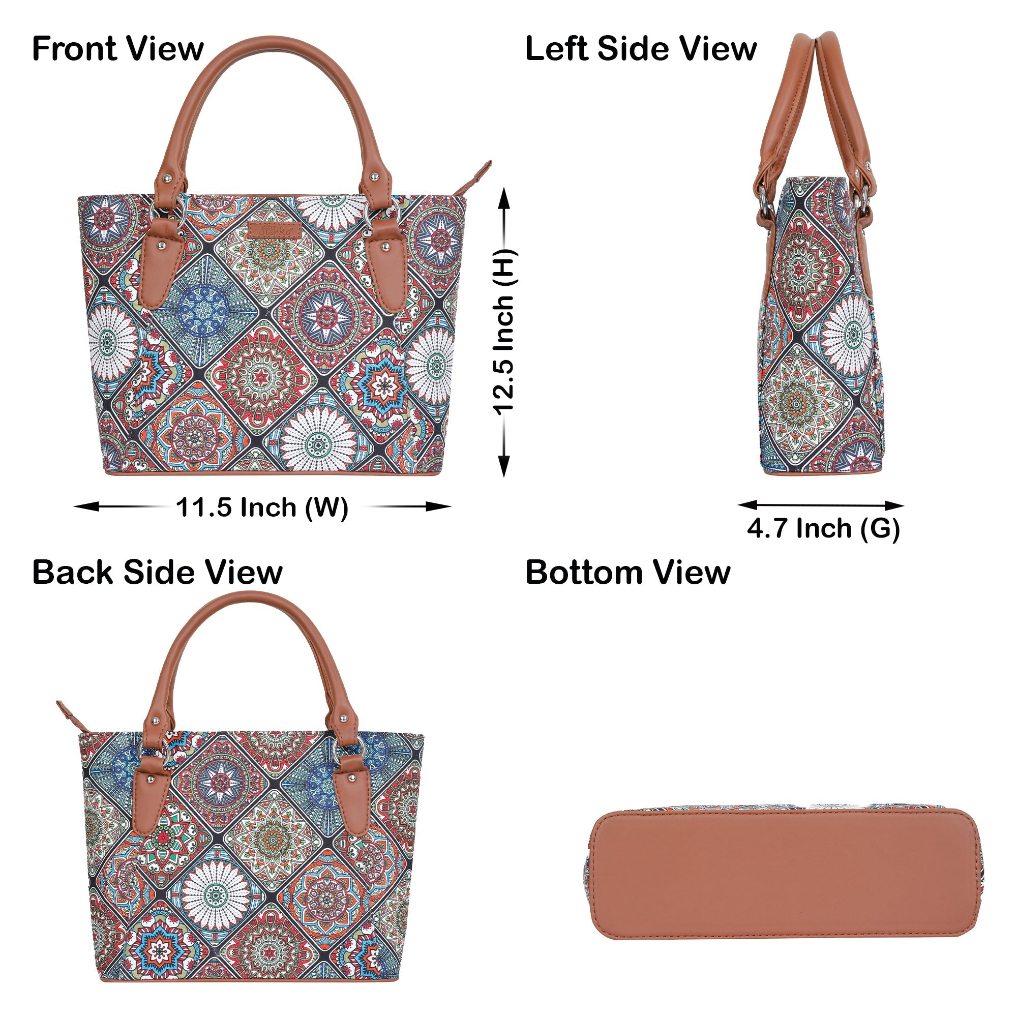 Sishka Multicolour Hand Bag – Canvas Tote & Shoulder Purse for Women’s Daily Use
