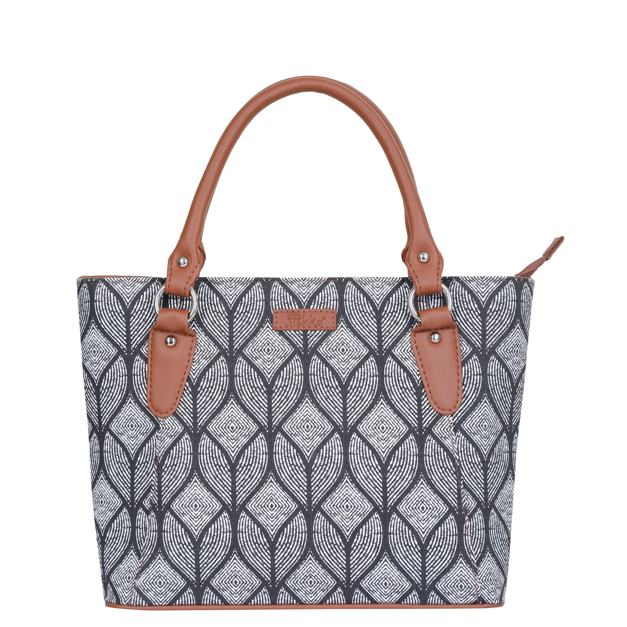 Sishka Monochrome Hand Bag – Elegant Canvas Satchel & Tote for Ladies Office Use