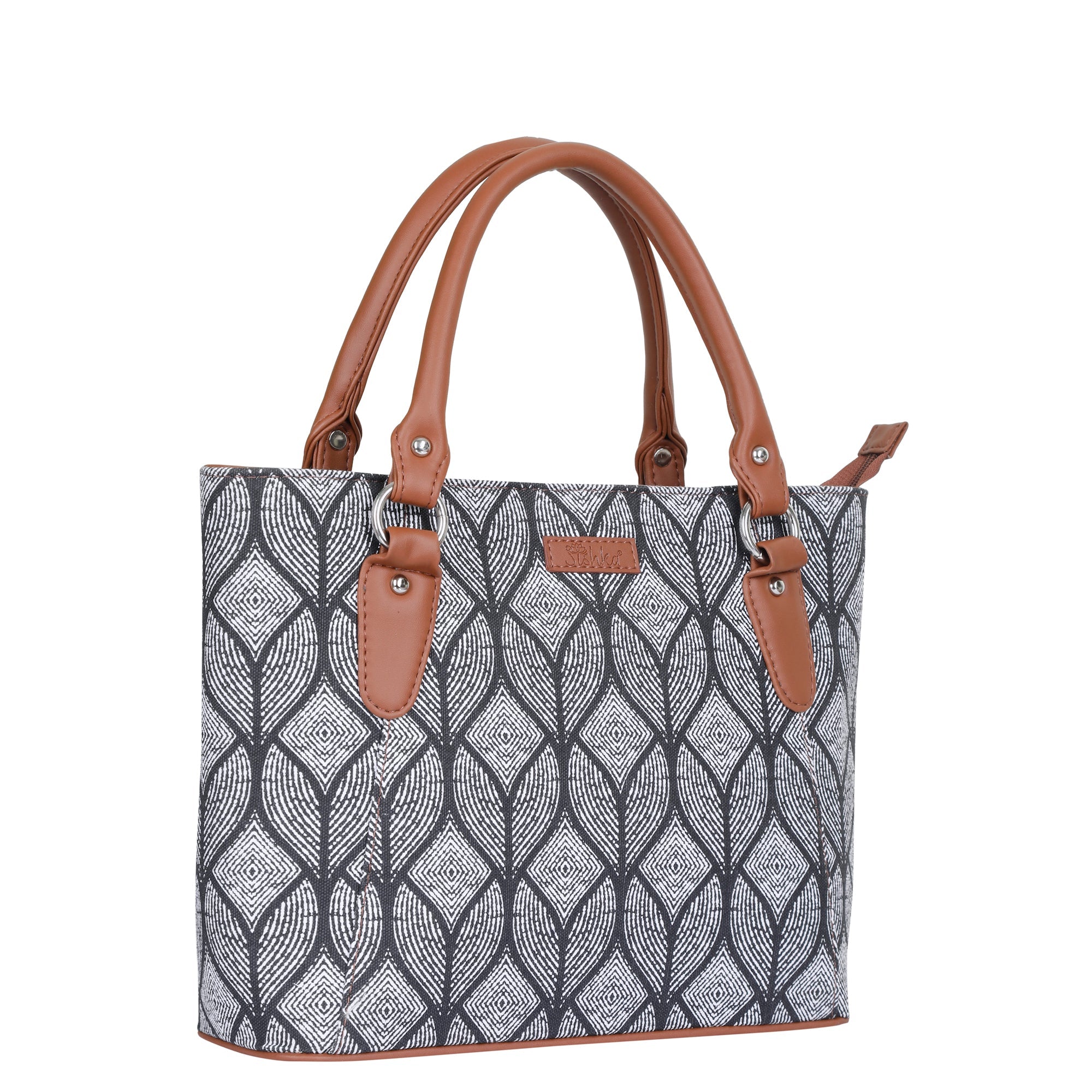 Sishka Monochrome Hand Bag – Elegant Canvas Satchel & Tote for Ladies Office Use