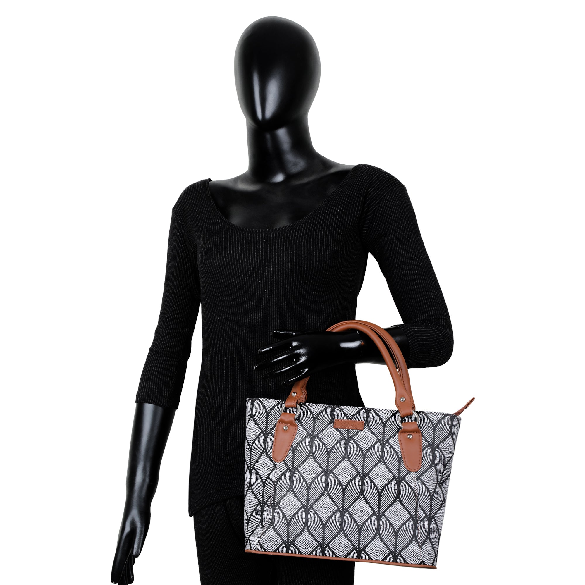 Sishka Monochrome Hand Bag – Elegant Canvas Satchel & Tote for Ladies Office Use