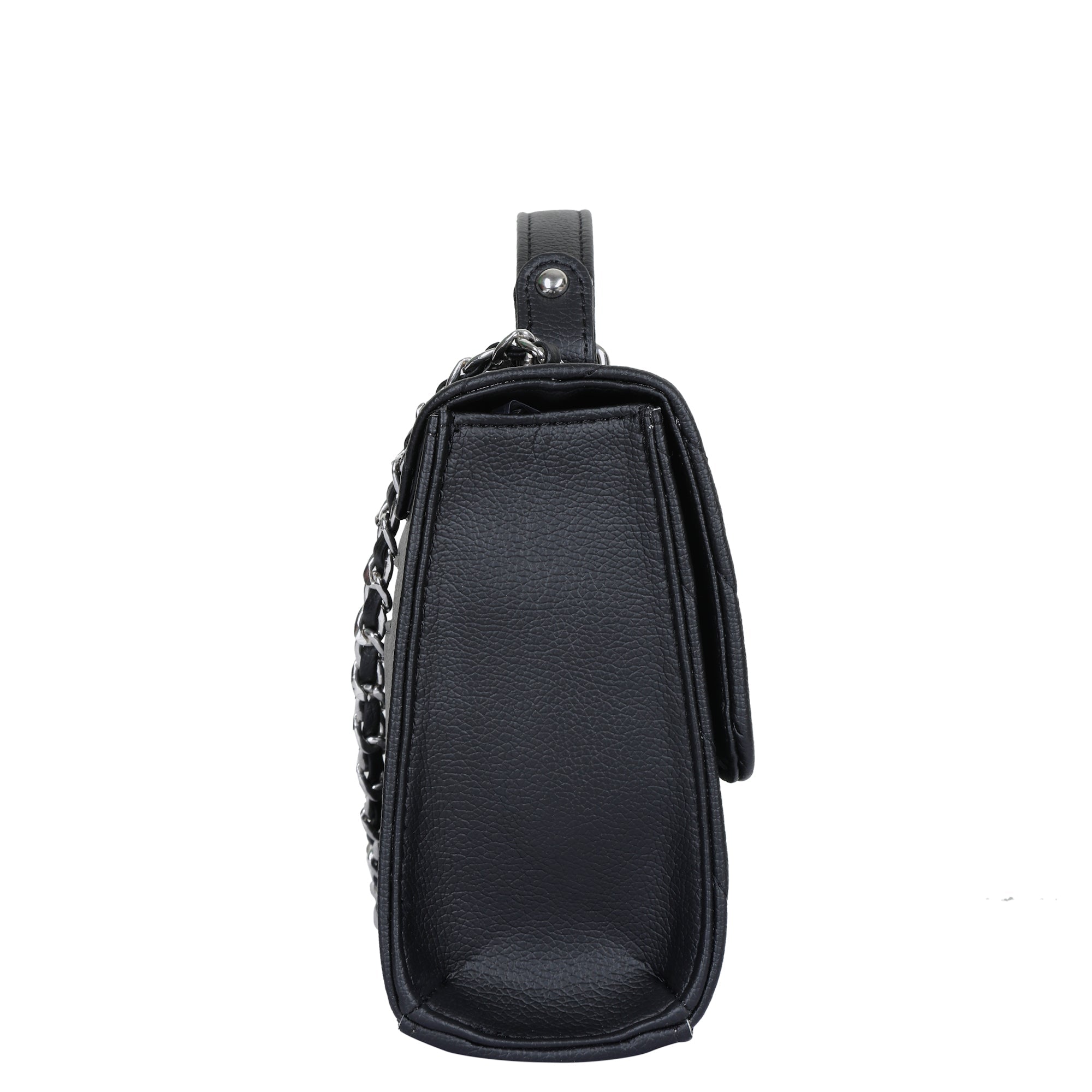 Black Quilted Leather Sling Bag – Women’s Chain Strap Shoulder Purse
