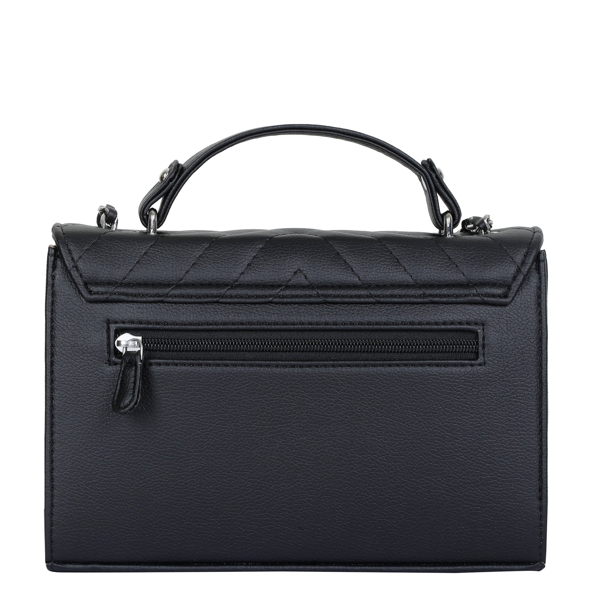 Black Quilted Leather Sling Bag – Women’s Chain Strap Shoulder Purse