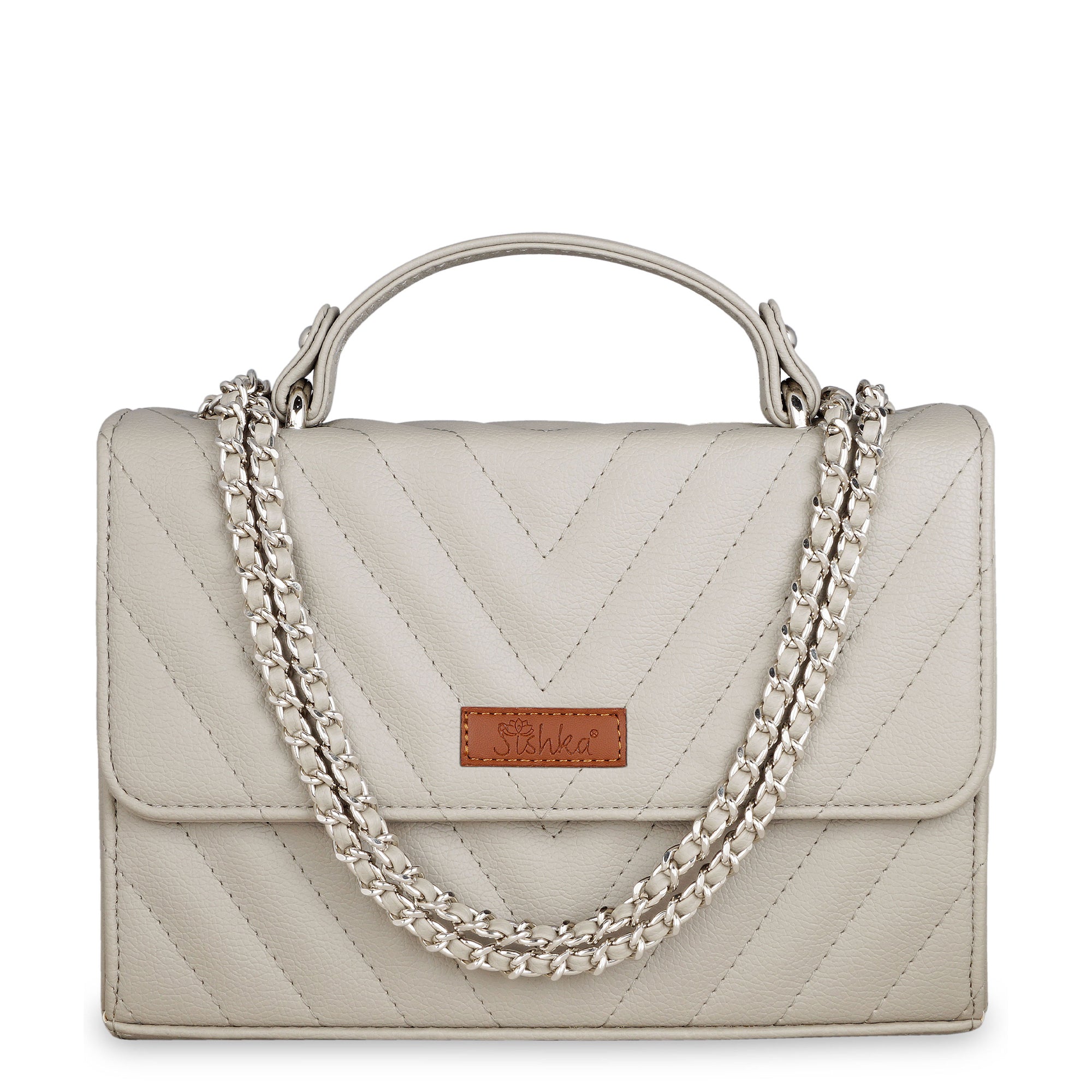 Sishka Grey Crossbody Sling Bag – Women’s Vegan Leather Shoulder Handbag with Zip Pocket