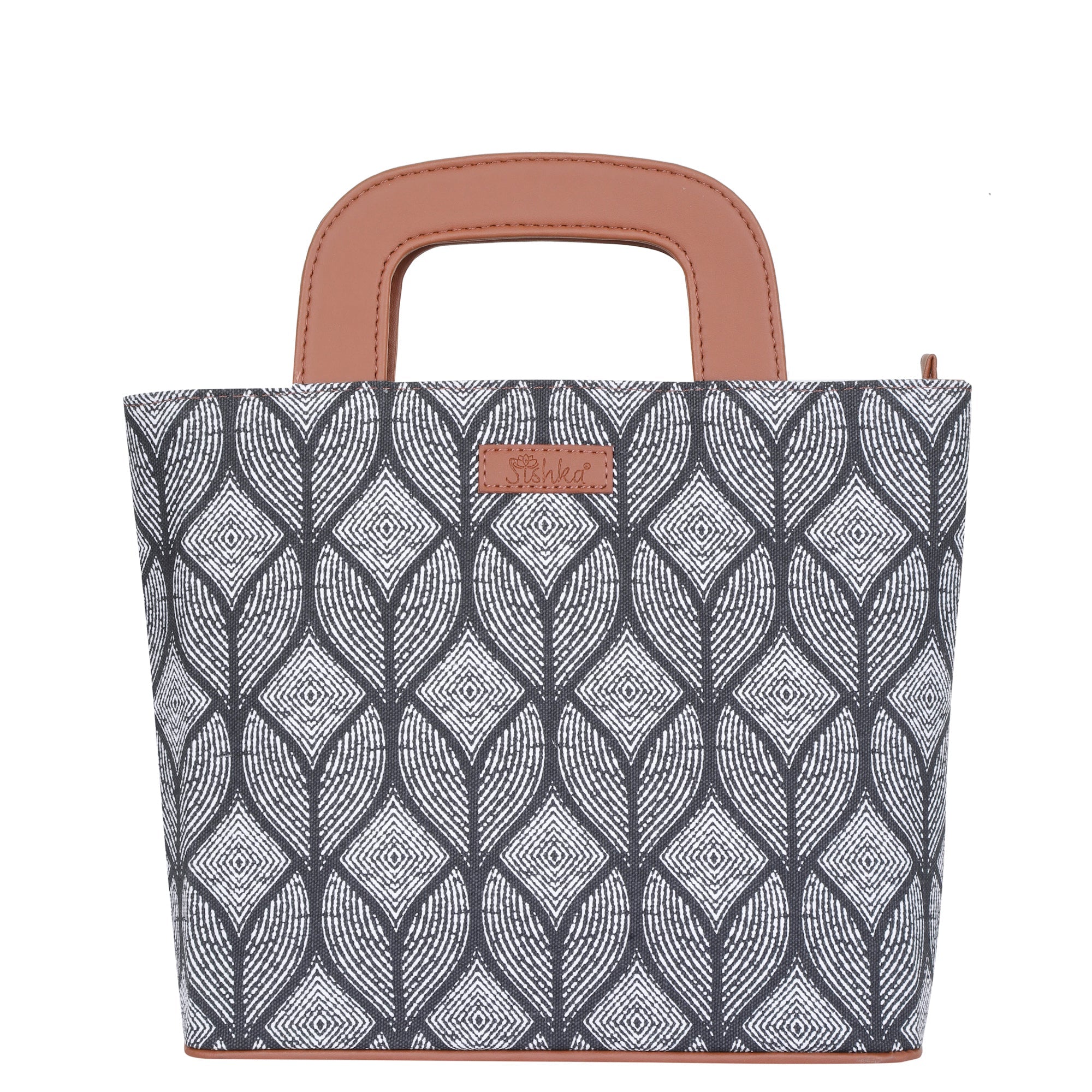 Sishka Monochrome Hand Bag for Ladies – Canvas Top Handle Satchel- Work & Travel