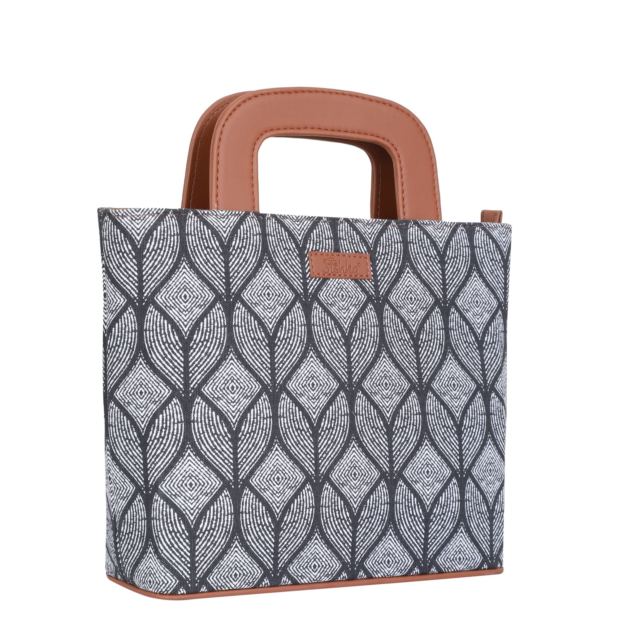 Sishka Monochrome Hand Bag for Ladies – Canvas Top Handle Satchel- Work & Travel