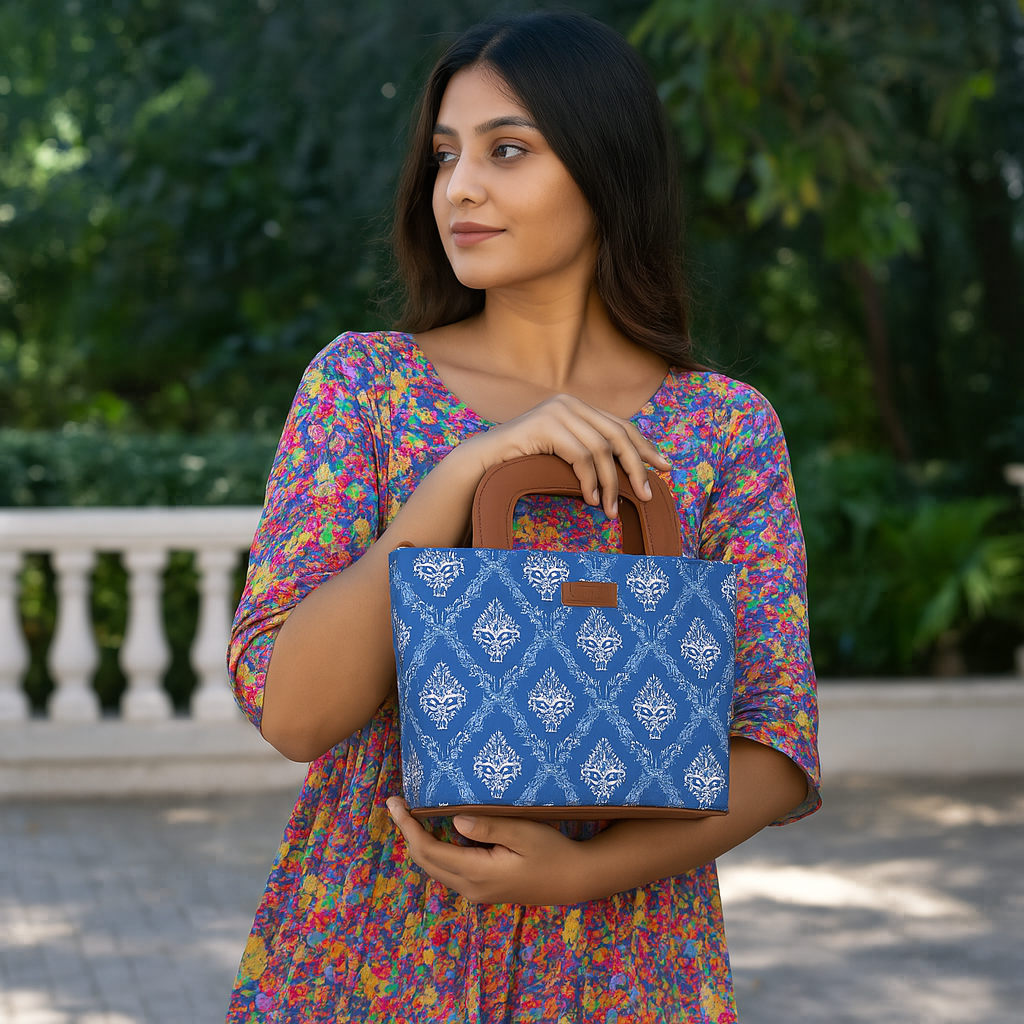 Sishka Blue Canvas Hand Bag – Women’s Stylish Tote Purse for Daily Use & Office