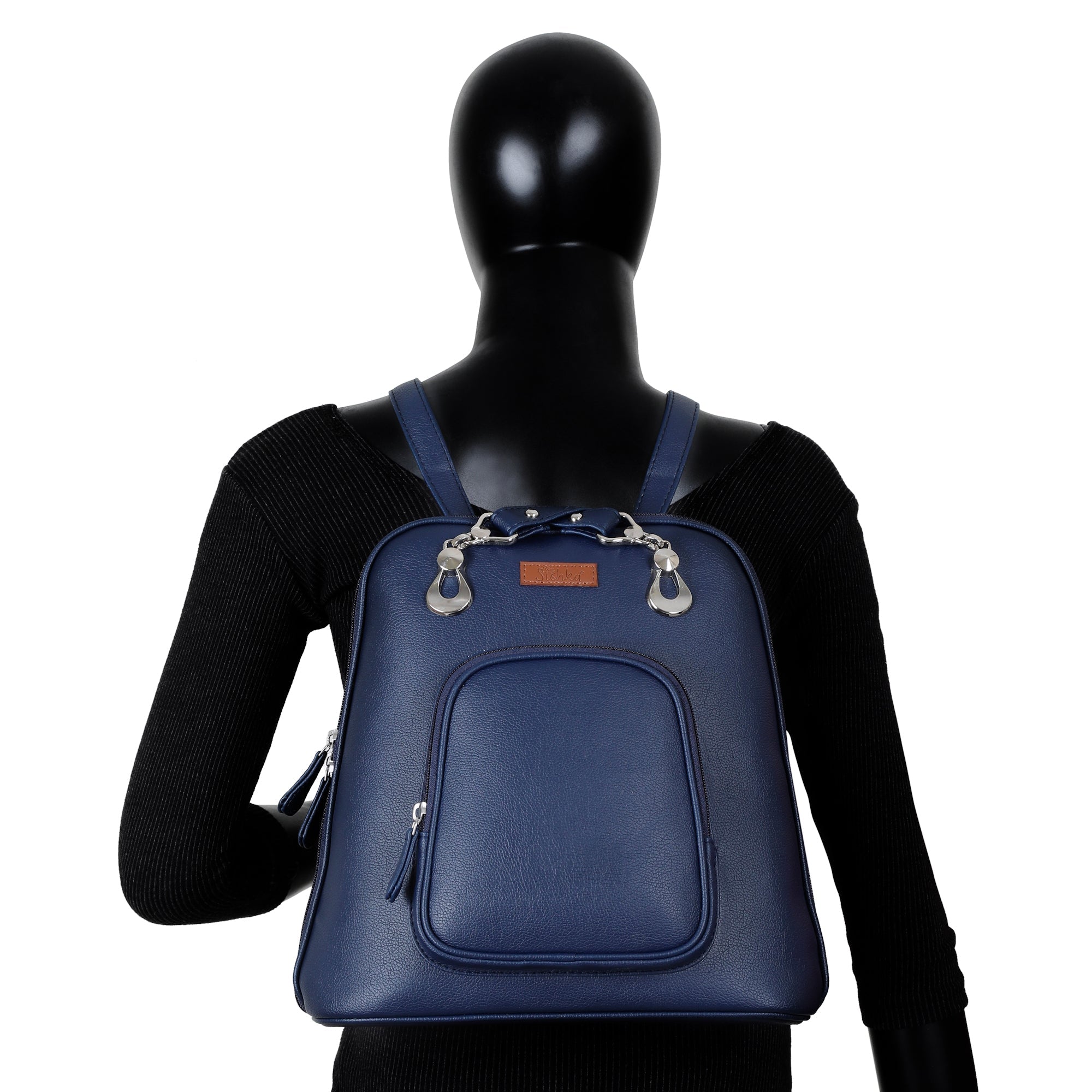 Blue Women’s Backpack Purse – Stylish Vegan Leather Shoulder Bag for Daily Use