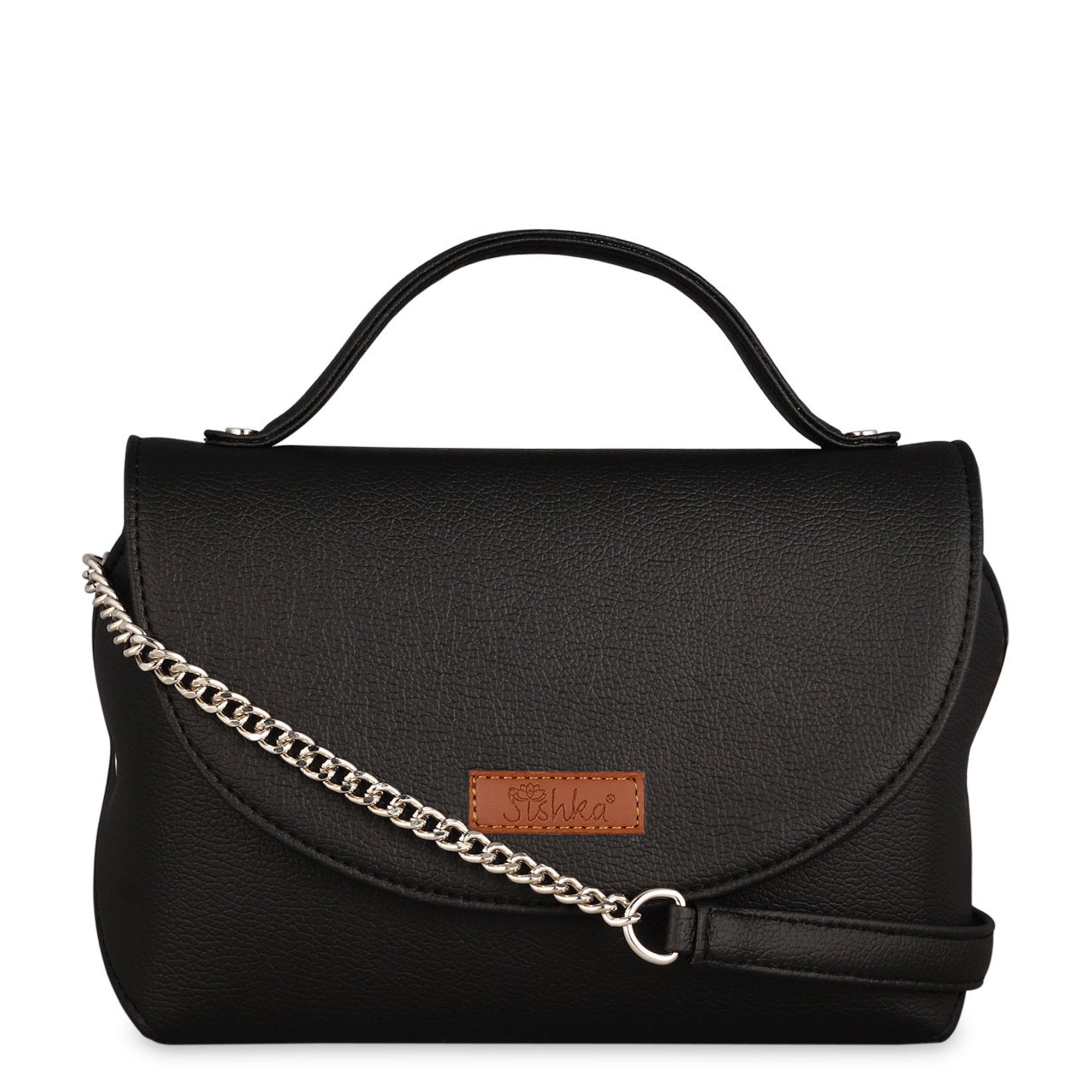 Sishka Black Crossbody Sling Bag for Women – Vegan Leather Purse with Strap and Top Handle