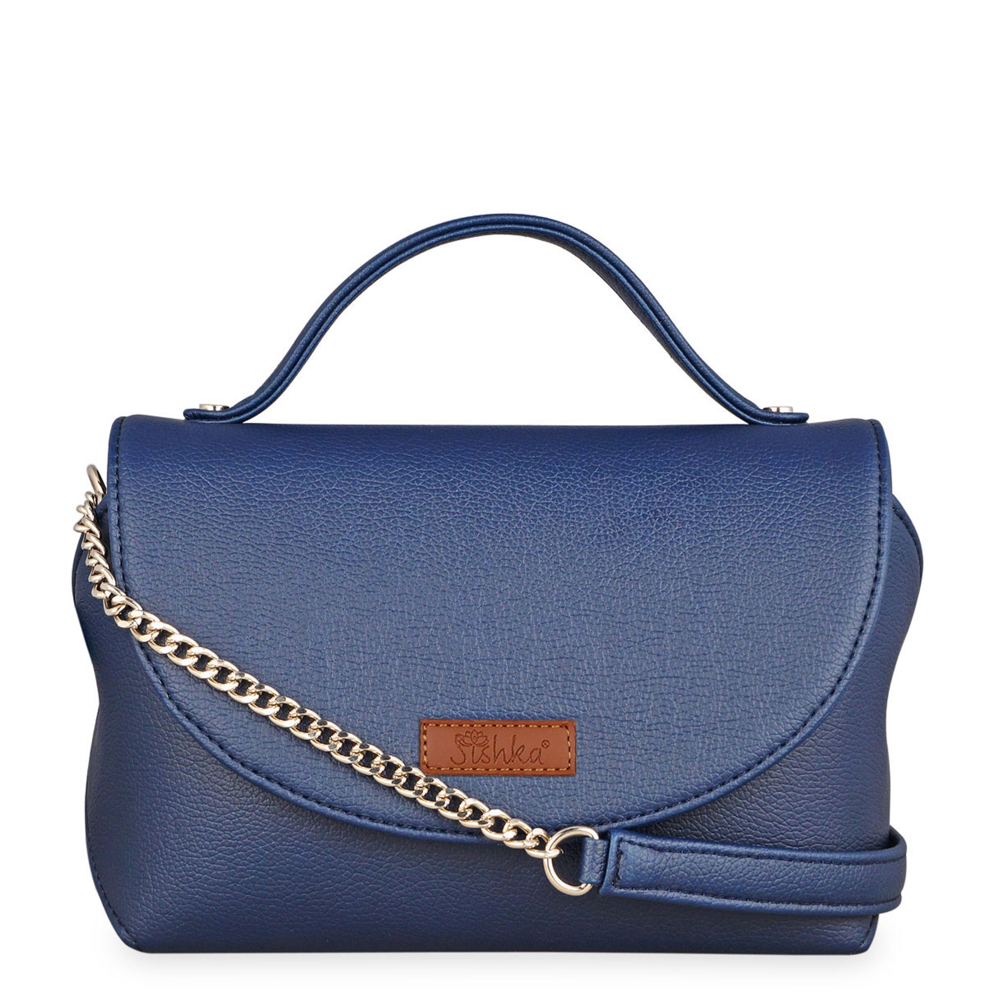 Sishka Blue Crossbody Bag for Women in Vegan Leather– Stylish Sling Purse with Top Handle and Strap