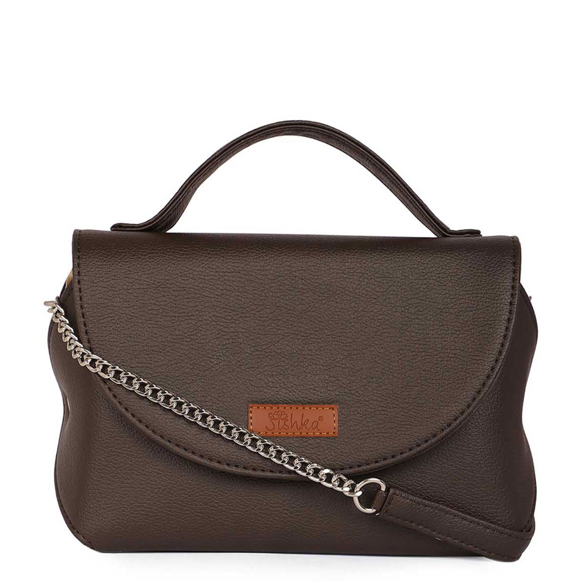 Sishka Brown Sling Crossbody Bag – Vegan Leather Women’s Purse with Top Handle & Shoulder Strap