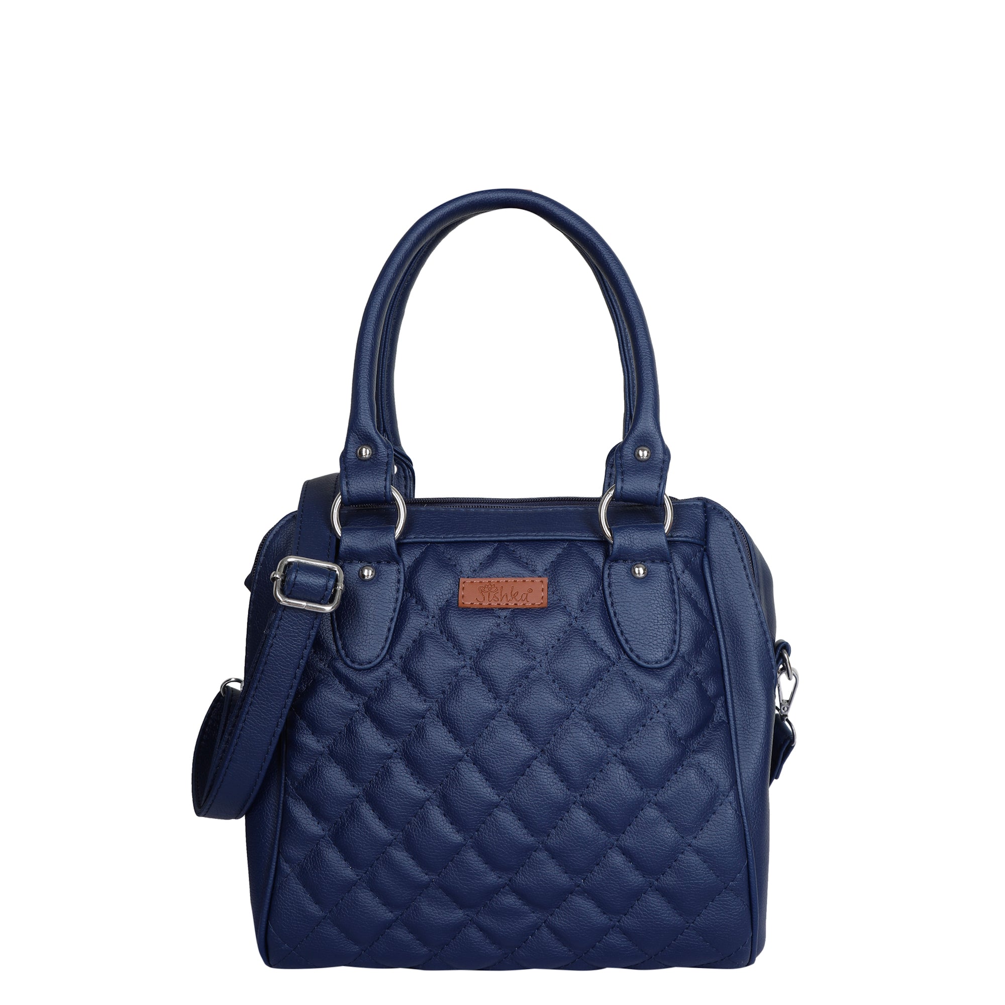 Blue Women’s Handbag – Sishka Vegan Leather Crossbody Satchel with Top Handle & Adjustable Strap