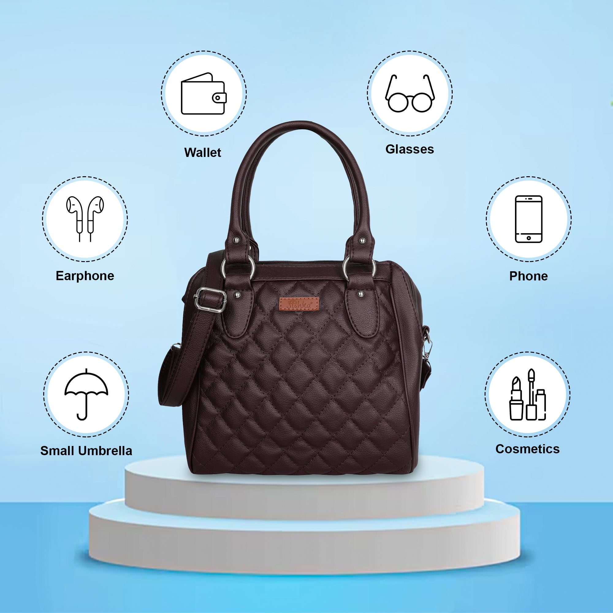 Brown Vegan Leather Handbag – Women’s Top Handle Satchel with Shoulder Strap