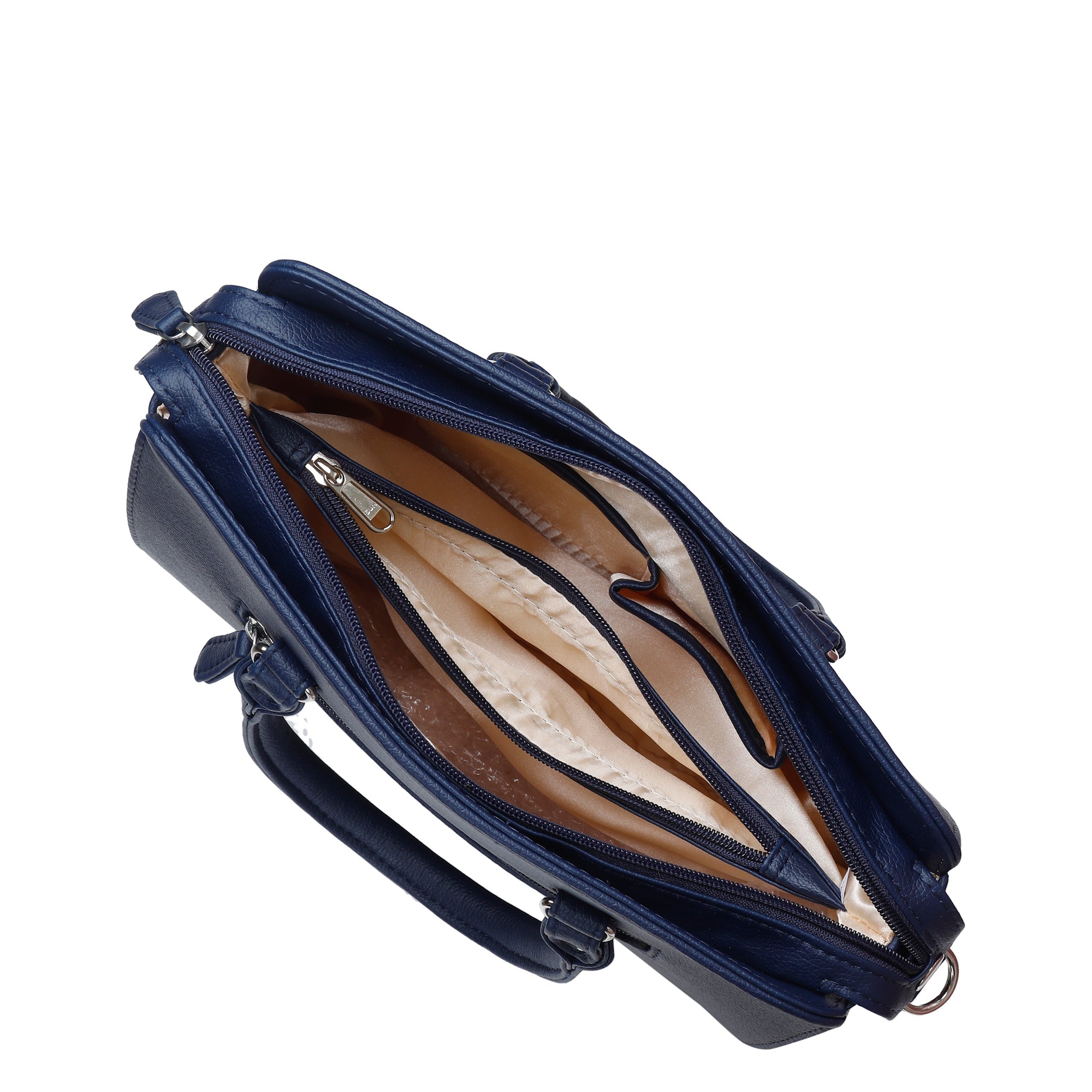 Blue Faux Leather Top-Handle Handbag – Women’s Crossbody Purse