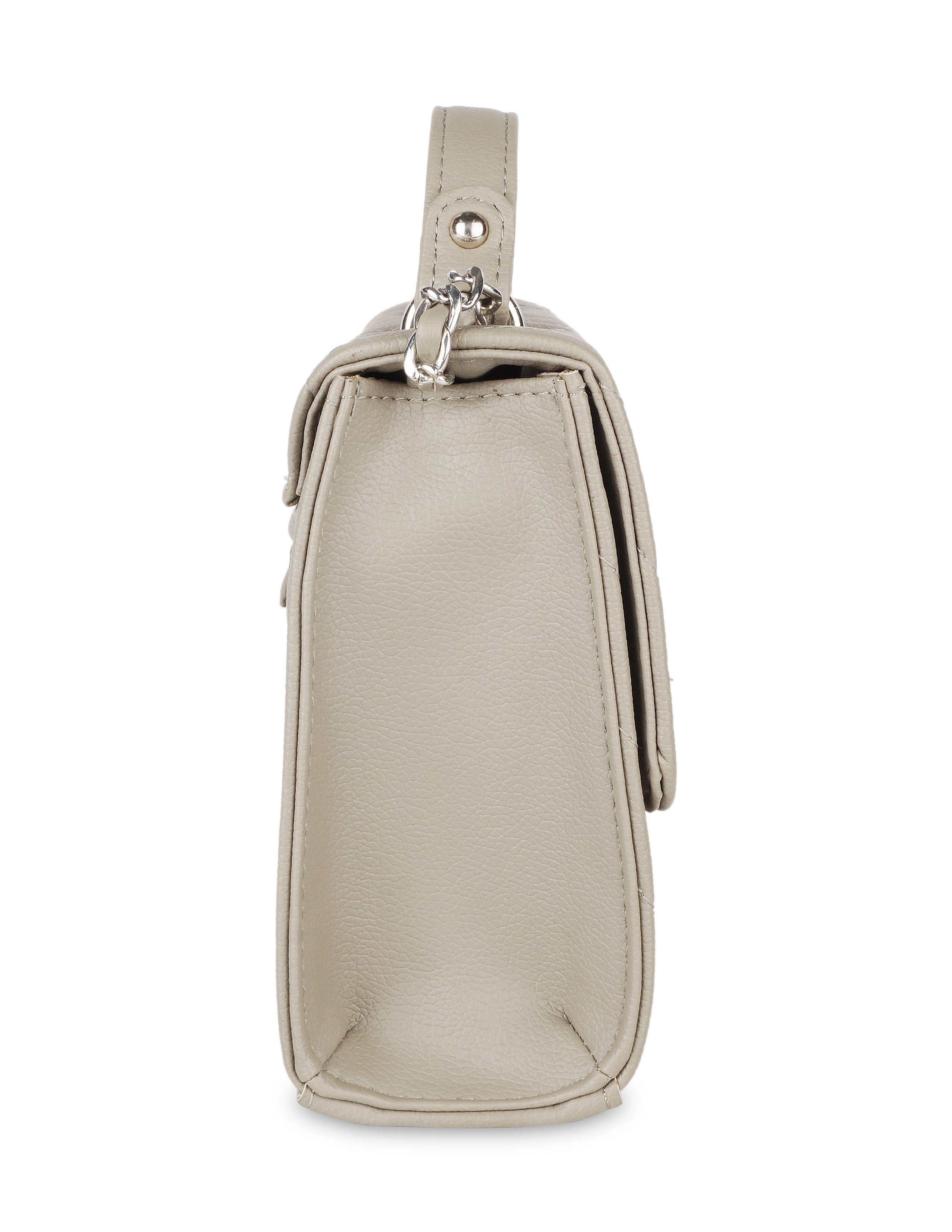Grey Vegan Leather Crossbody Sling Bag – Women’s Shoulder Handbag with Zipper Pocket
