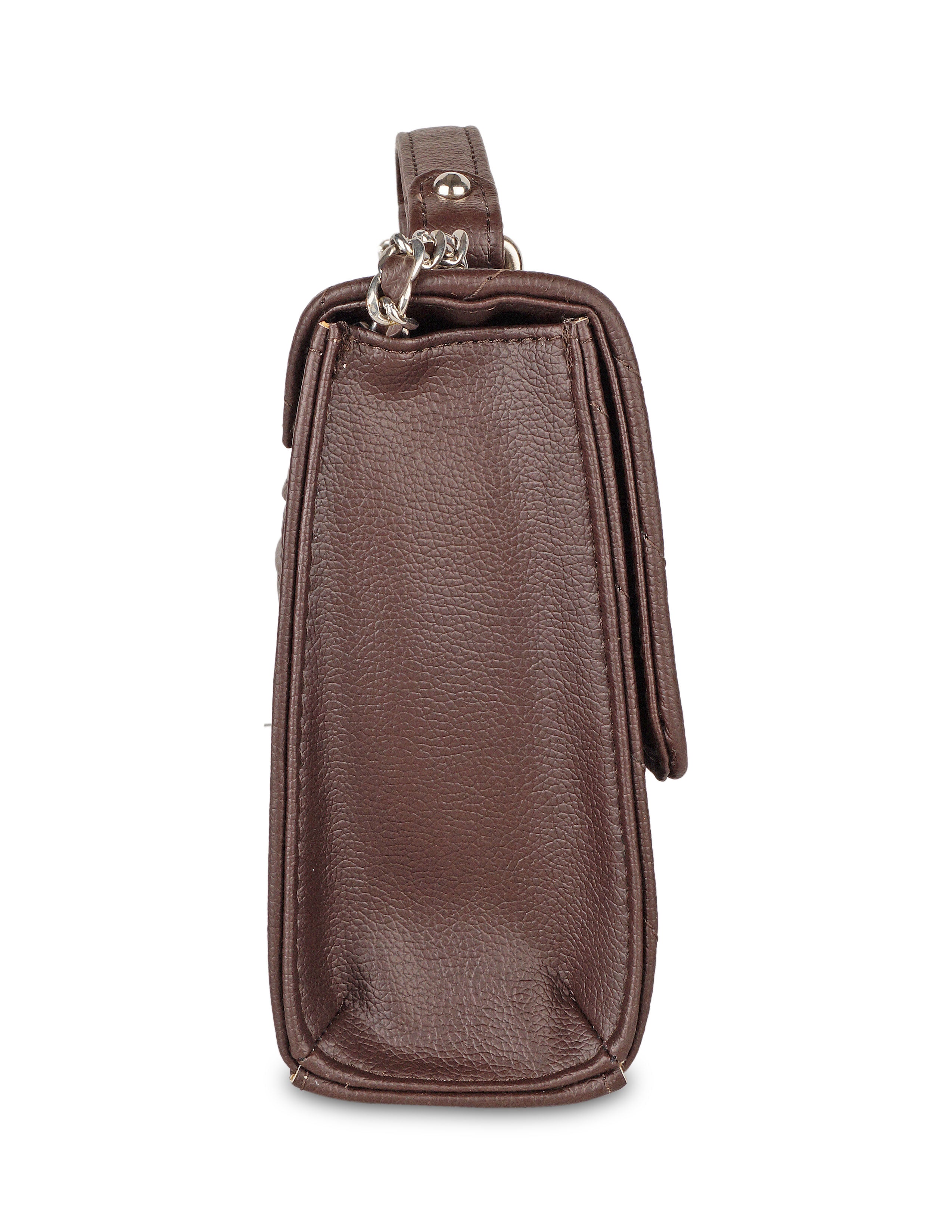 Brown Quilted Shoulder Sling Bag – Elegant Women’s Handbag with Chain Strap