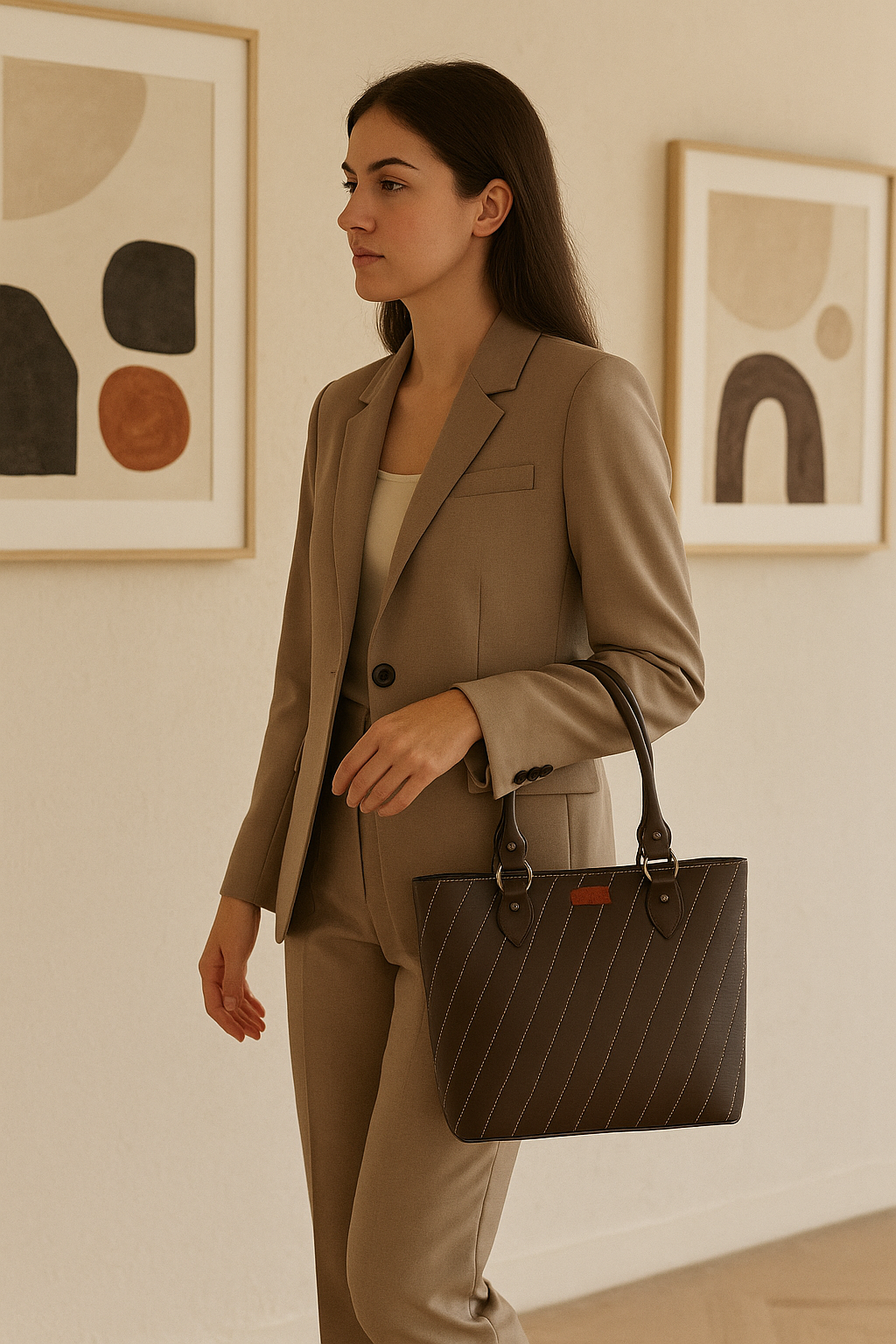Sishka Brown Hand Bag for Women – Vegan Leather Tote Shoulder Bag – Daily Use Satchel