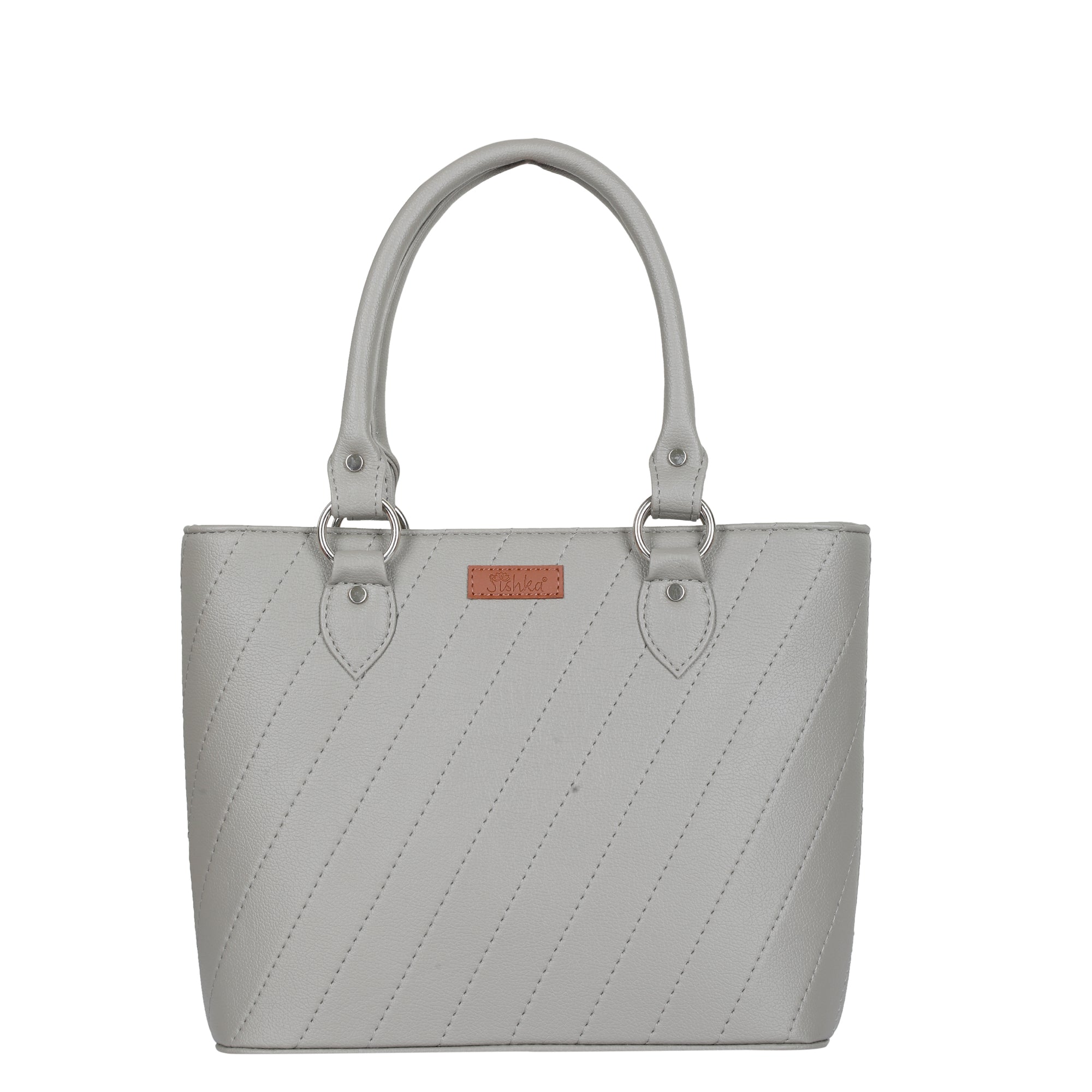 Sishka Grey Vegan Leather Hand Bag for Women – Tote Bag, Satchel & Shoulder Carry