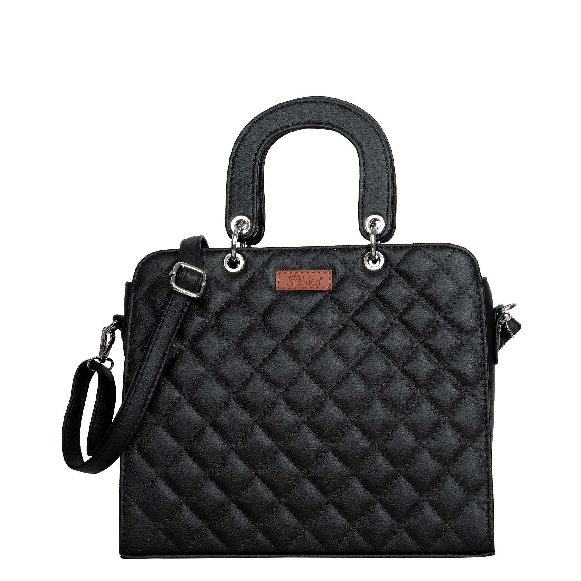 Sishka Black Vegan Leather Top-Handle Tote for Women – Elegant Satchel Handbag
