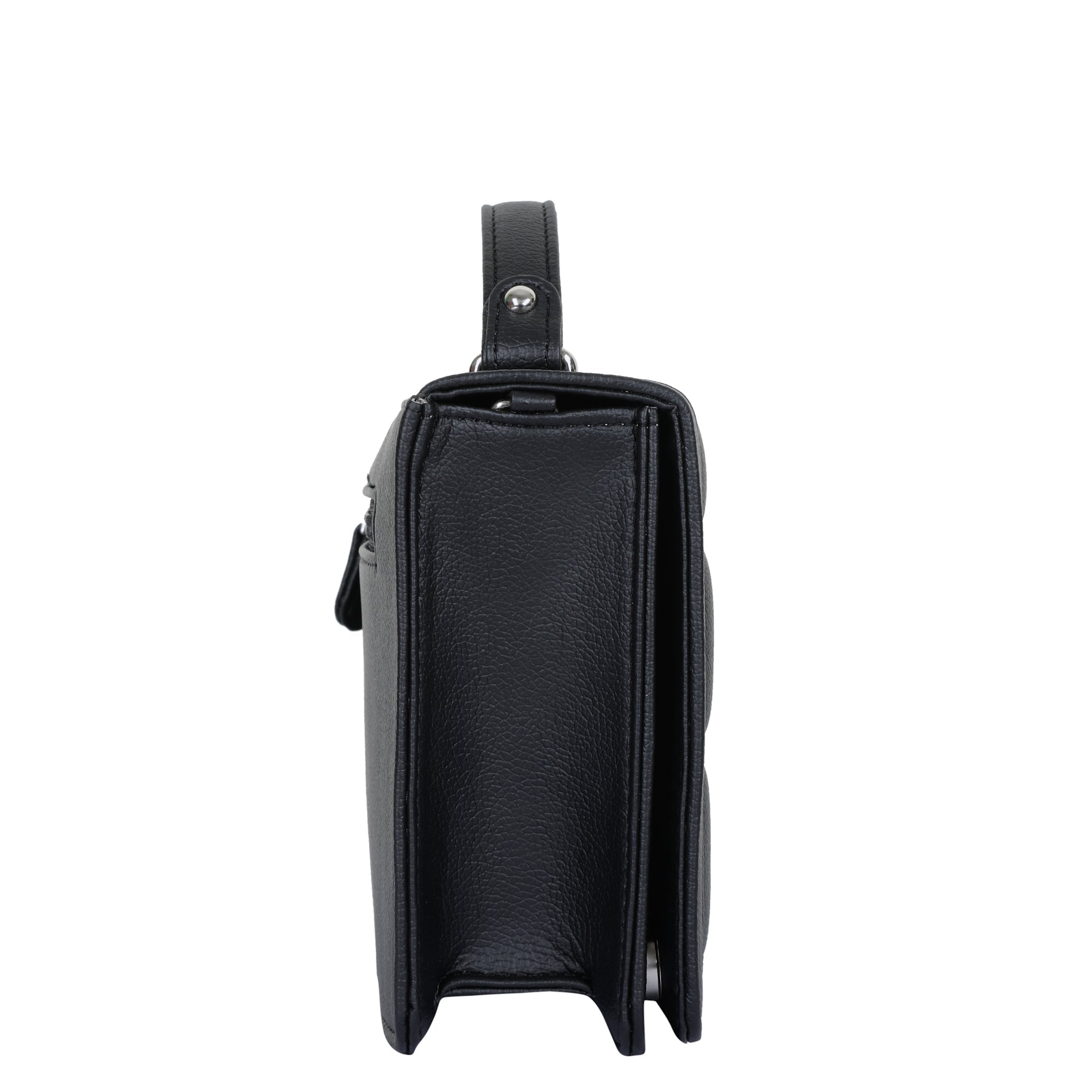 Black Faux Leather Crossbody Sling Bag – Women’s Chain Strap Shoulder Handbag