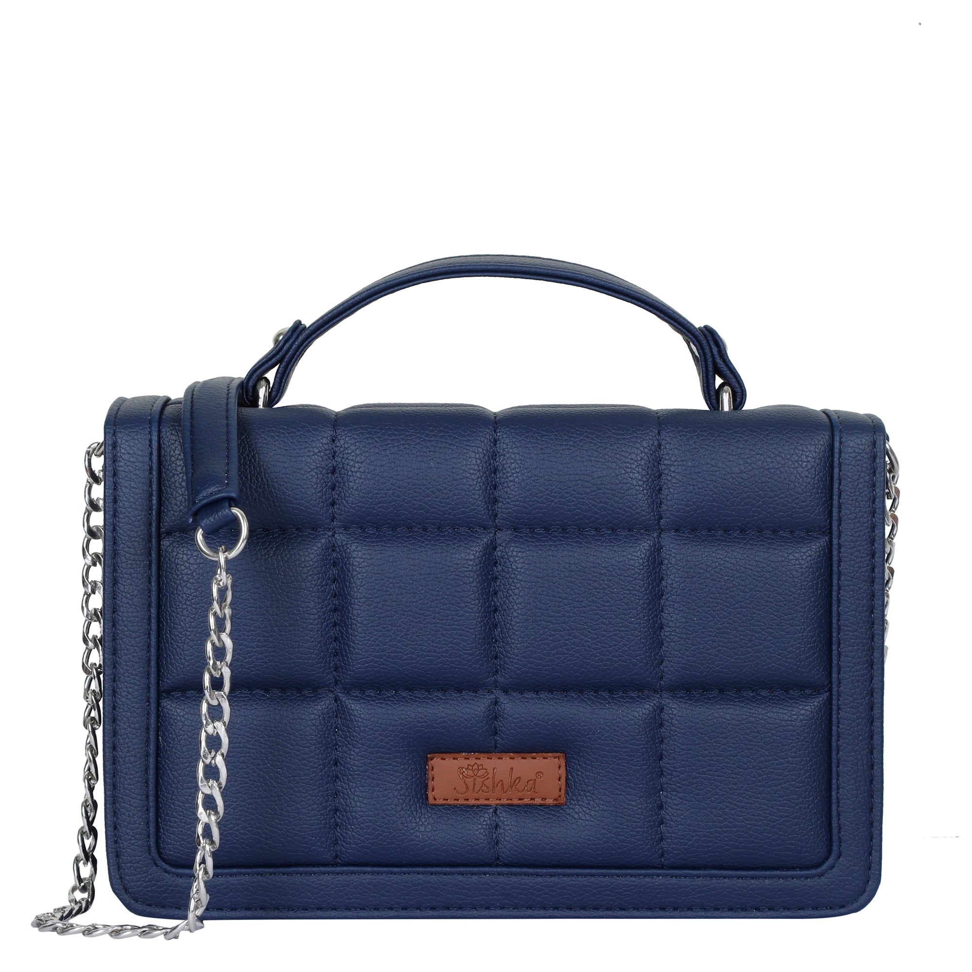 Sishka Blue Women’s Crossbody Bag – Stylish Vegan Leather Sling Purse with Handle and Chain Strap