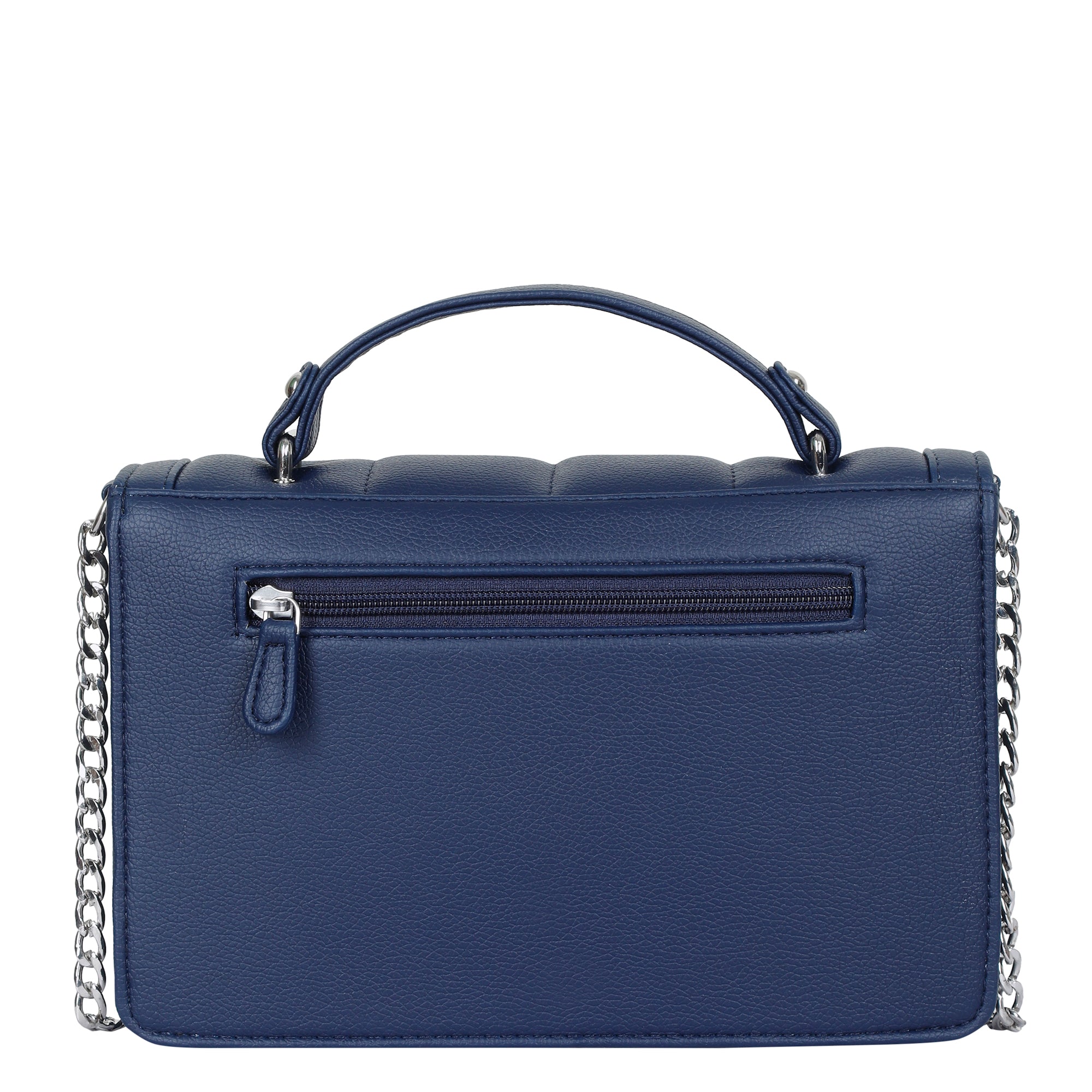 Blue Faux Leather Crossbody Sling Bag – Women’s Chain Strap Shoulder Handbag
